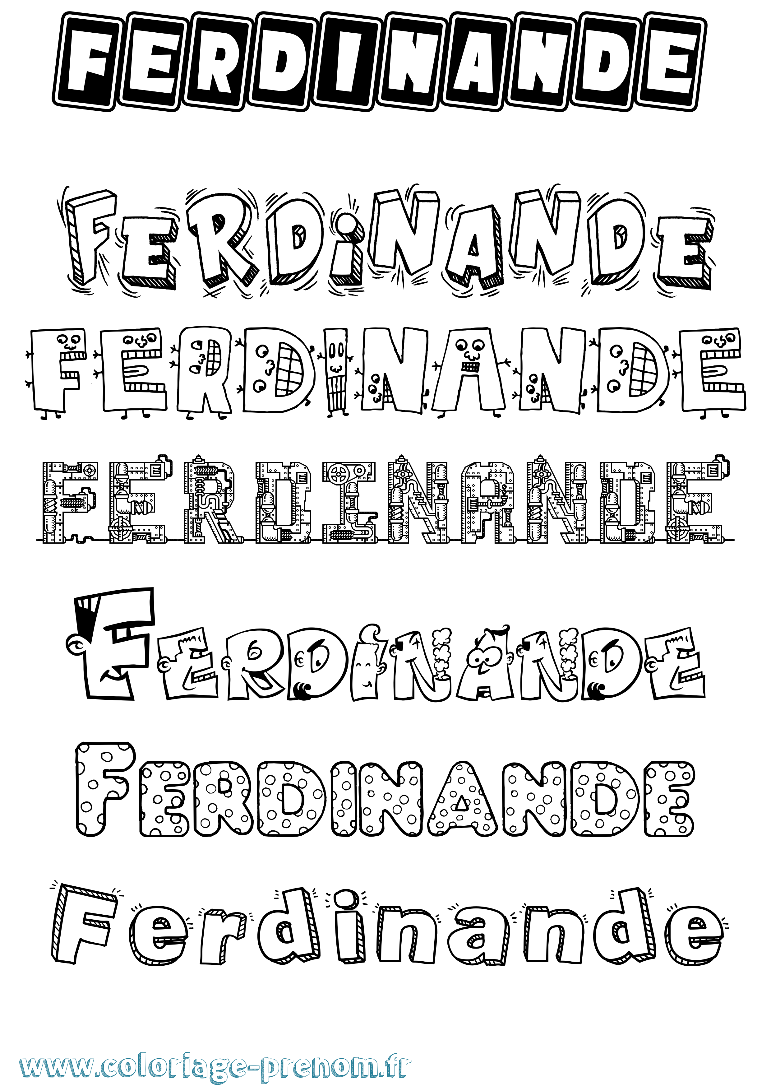 Coloriage Ferdinande Fun Coloriage prénom Ferdinande Fun