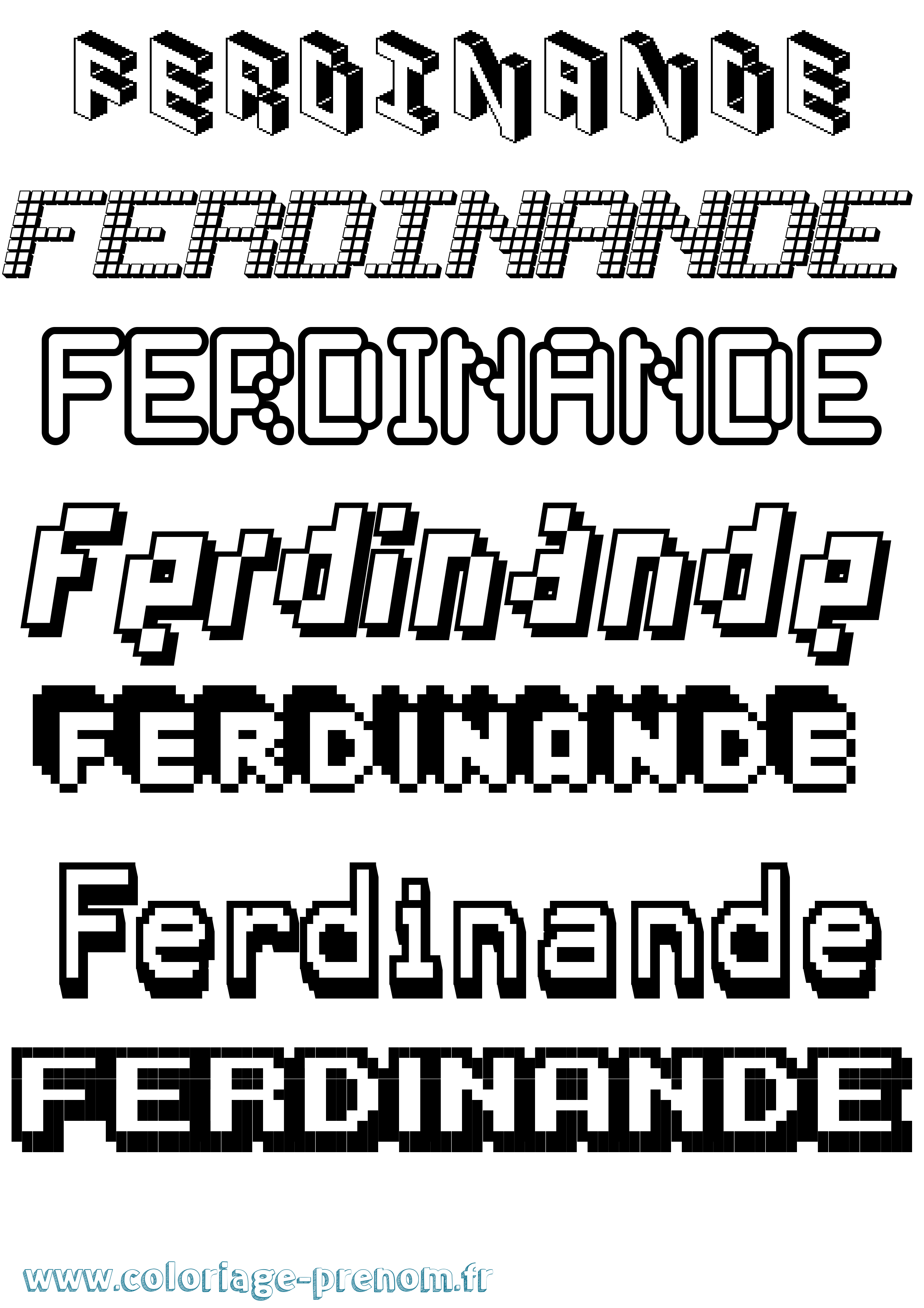 Coloriage Ferdinande Pixel Coloriage prénom Ferdinande Pixel