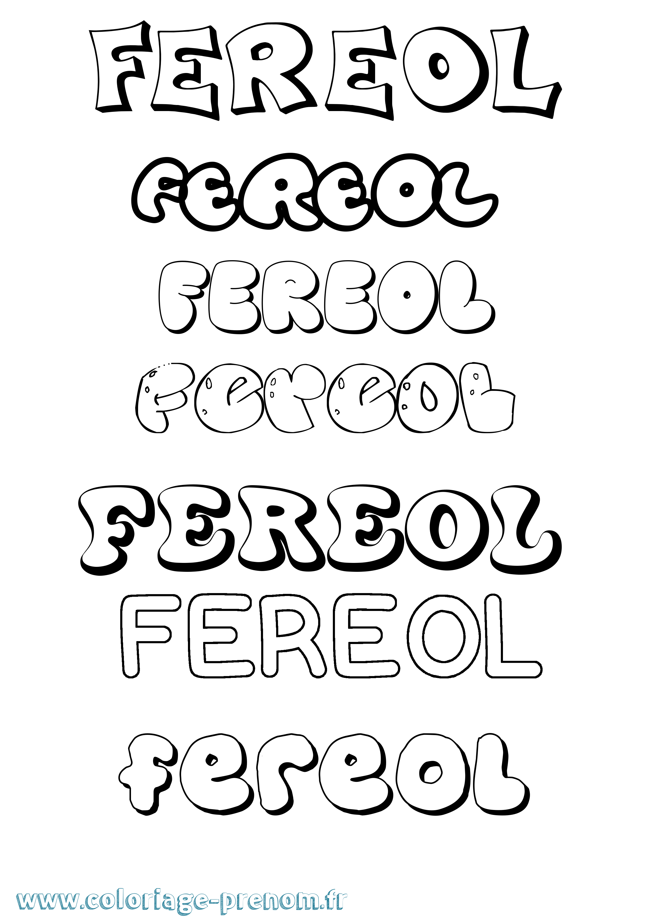Coloriage Fereol Bubble Coloriage prénom Fereol Bubble
