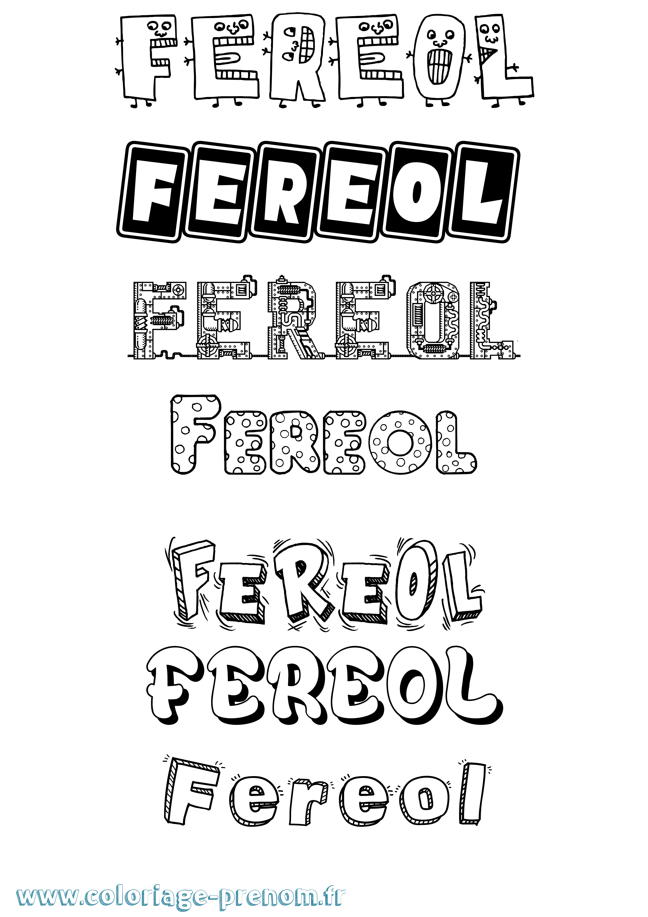 Coloriage Fereol Fun Coloriage prénom Fereol Fun