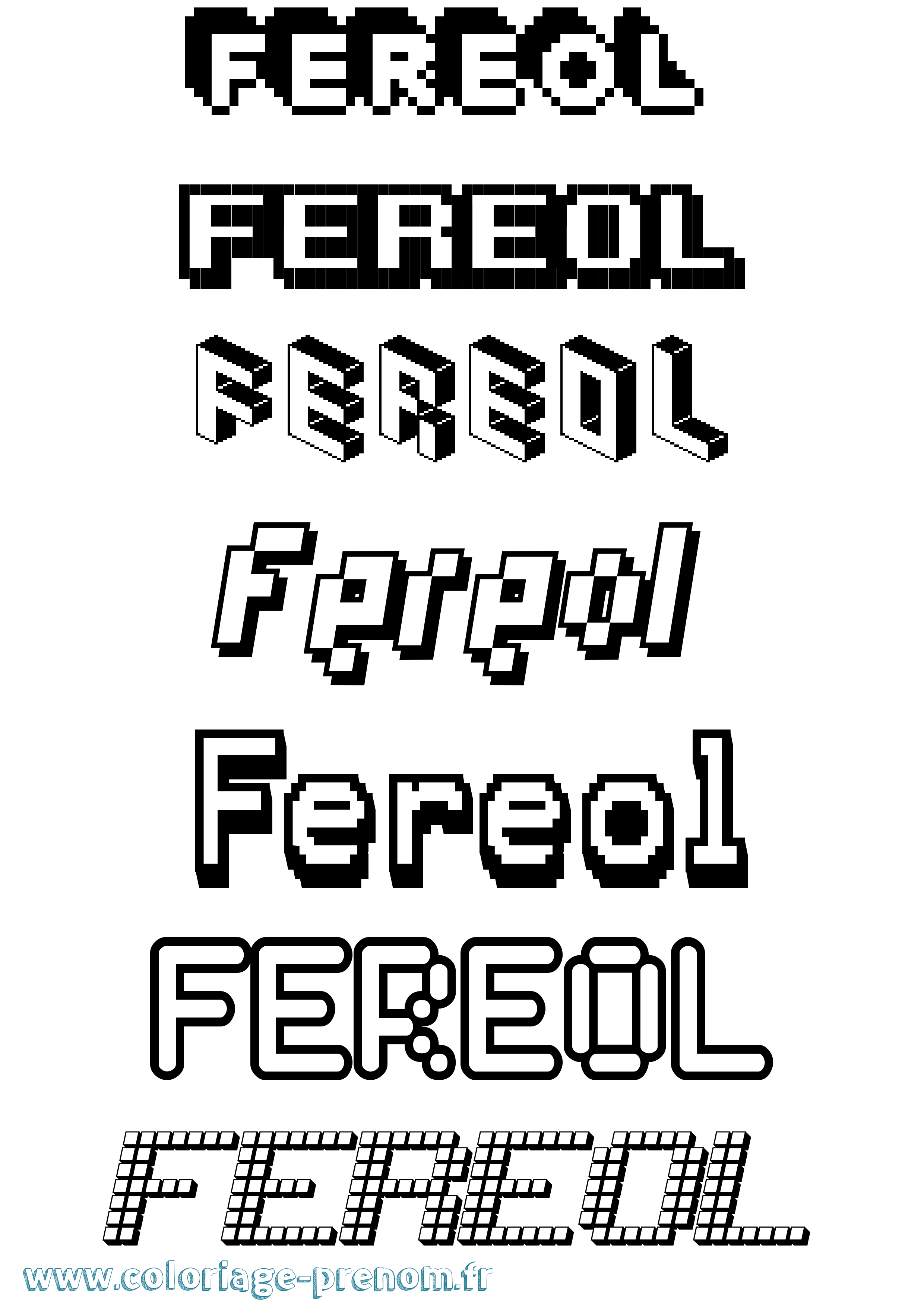 Coloriage Fereol Pixel Coloriage prénom Fereol Pixel