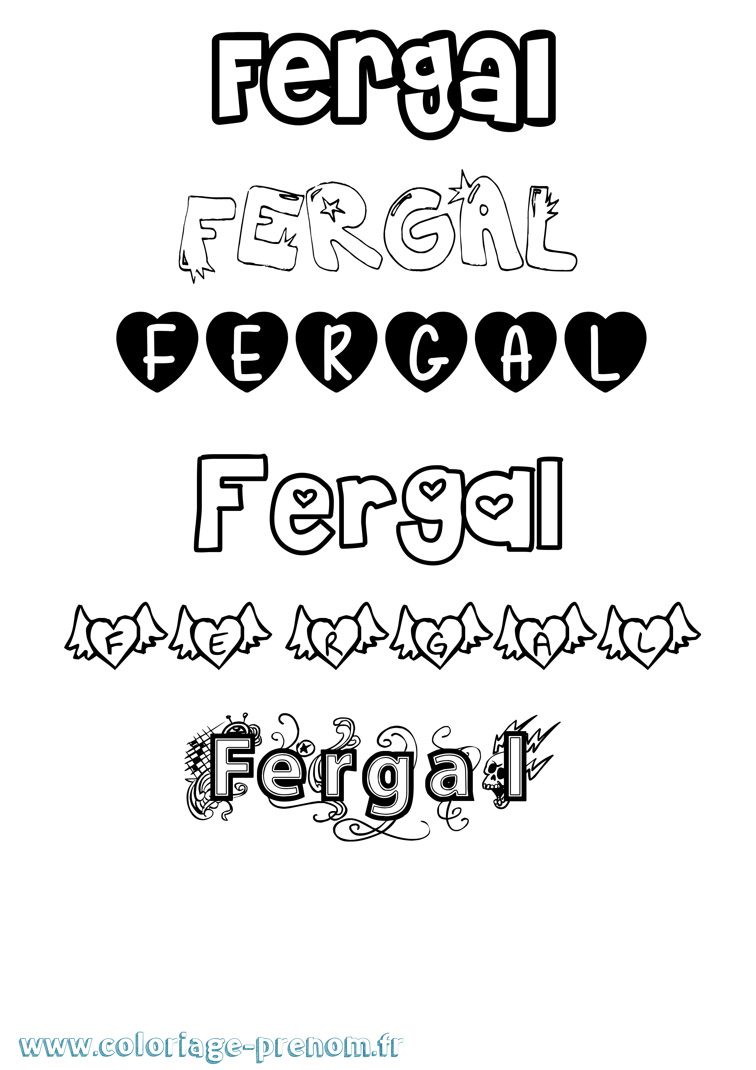 Coloriage Fergal Girly Coloriage prénom Fergal Girly