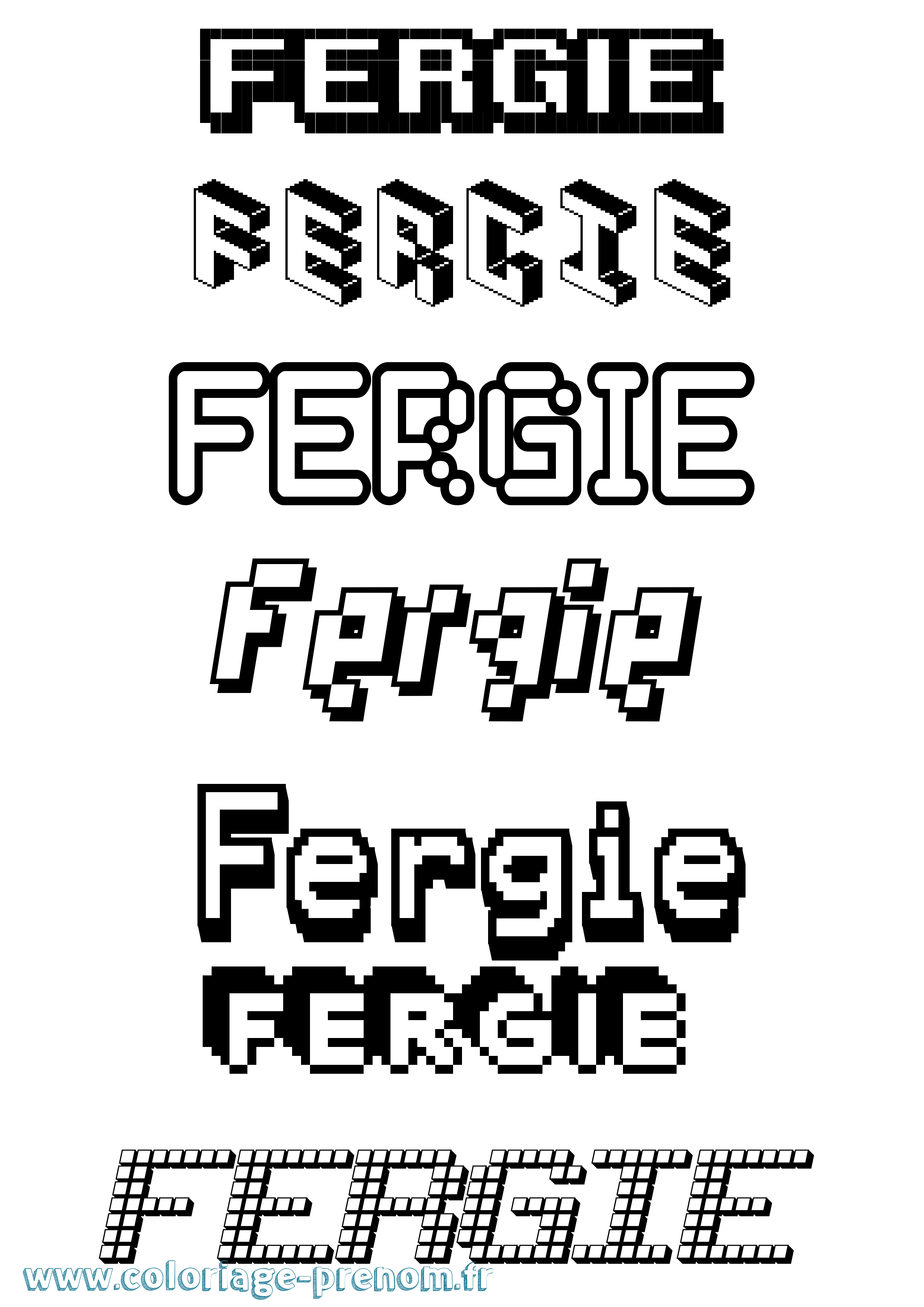 Coloriage Fergie Pixel Coloriage prénom Fergie Pixel