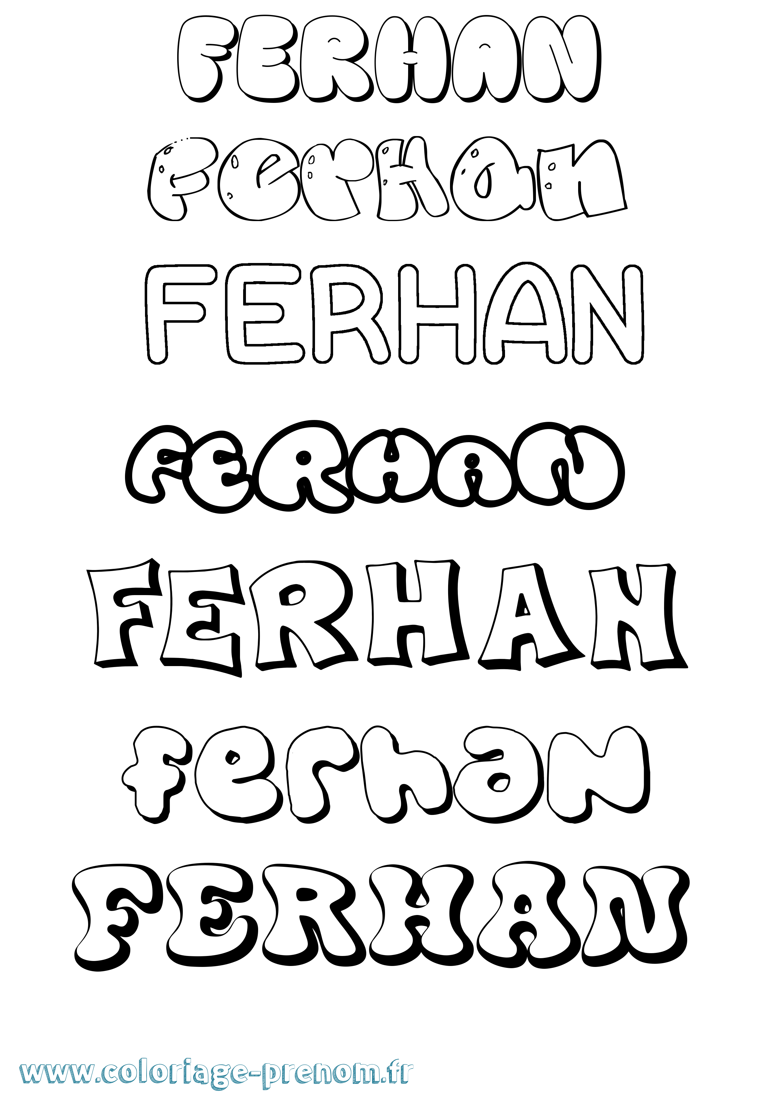 Coloriage Ferhan Bubble Coloriage prénom Ferhan Bubble