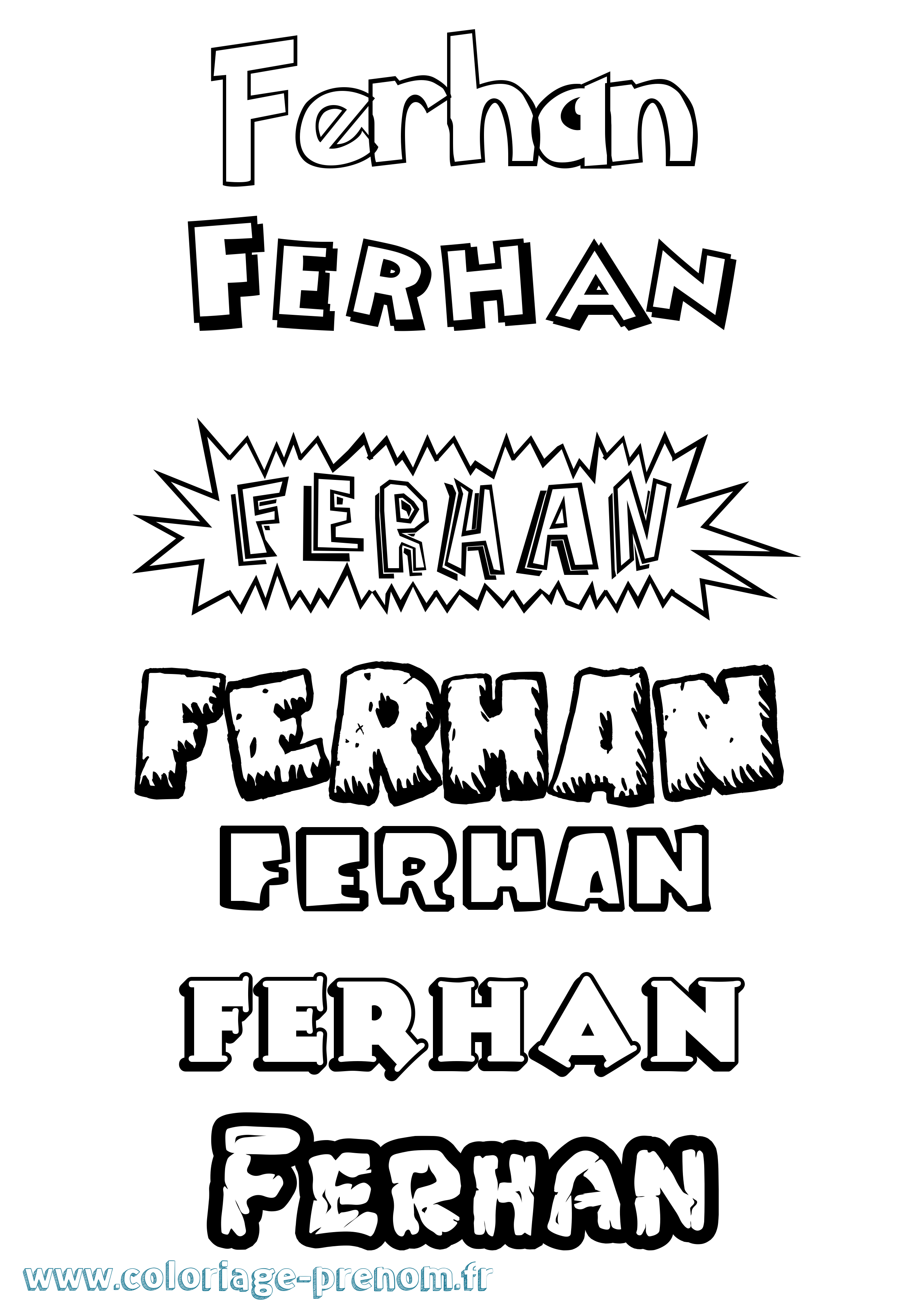 Coloriage Ferhan Dessin Animé Coloriage prénom Ferhan Dessin Animé