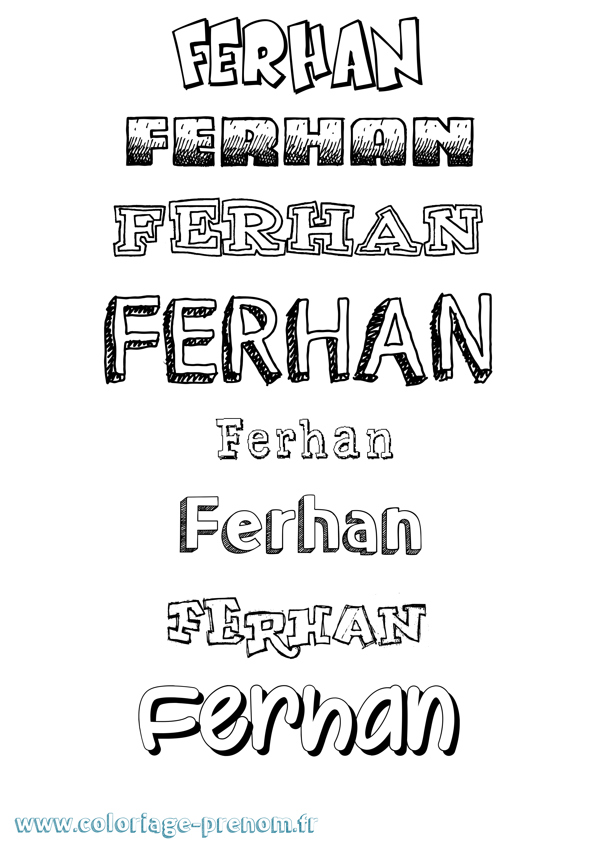Coloriage Ferhan Dessiné Coloriage prénom Ferhan Dessiné