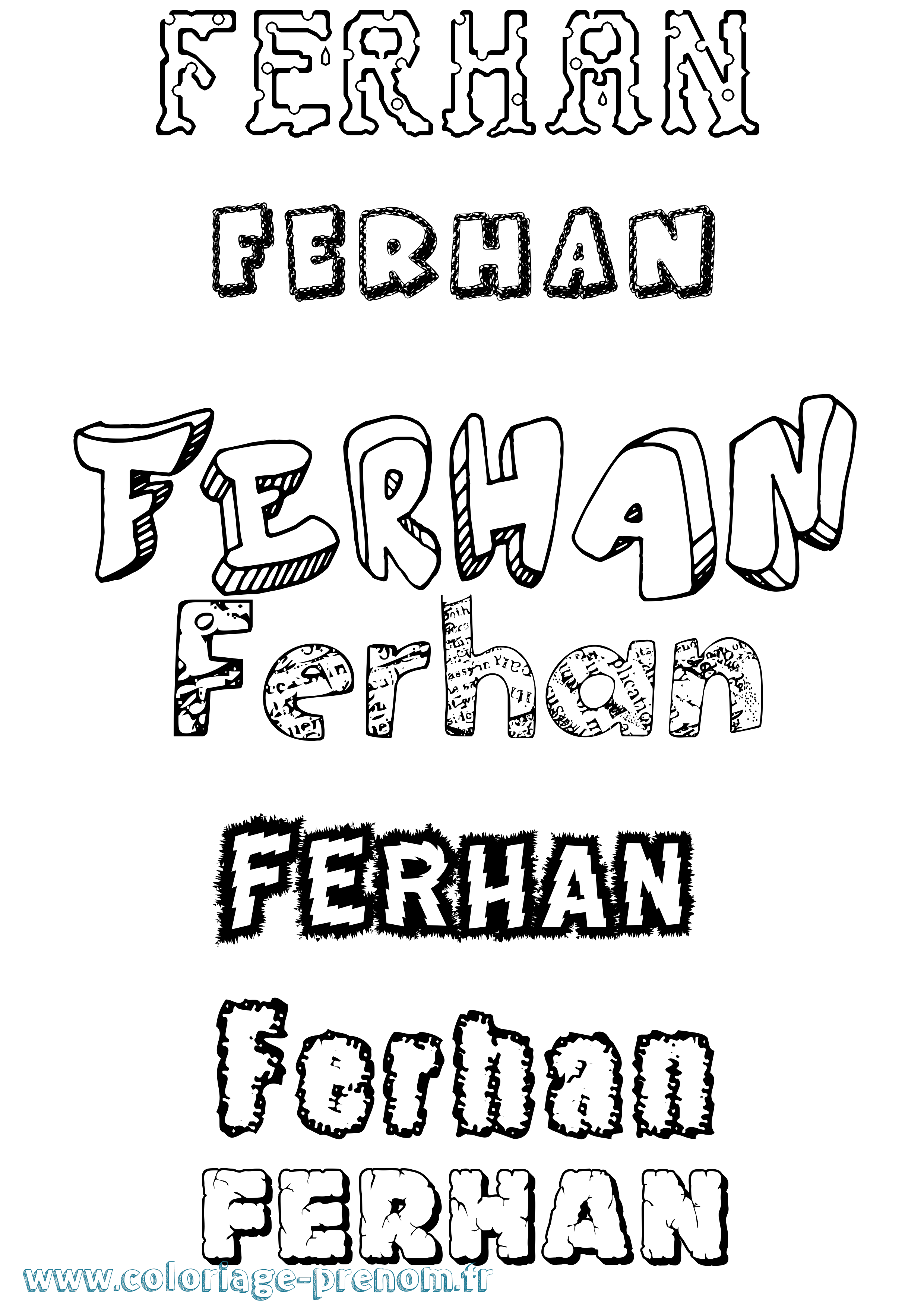 Coloriage Ferhan Destructuré Coloriage prénom Ferhan Destructuré