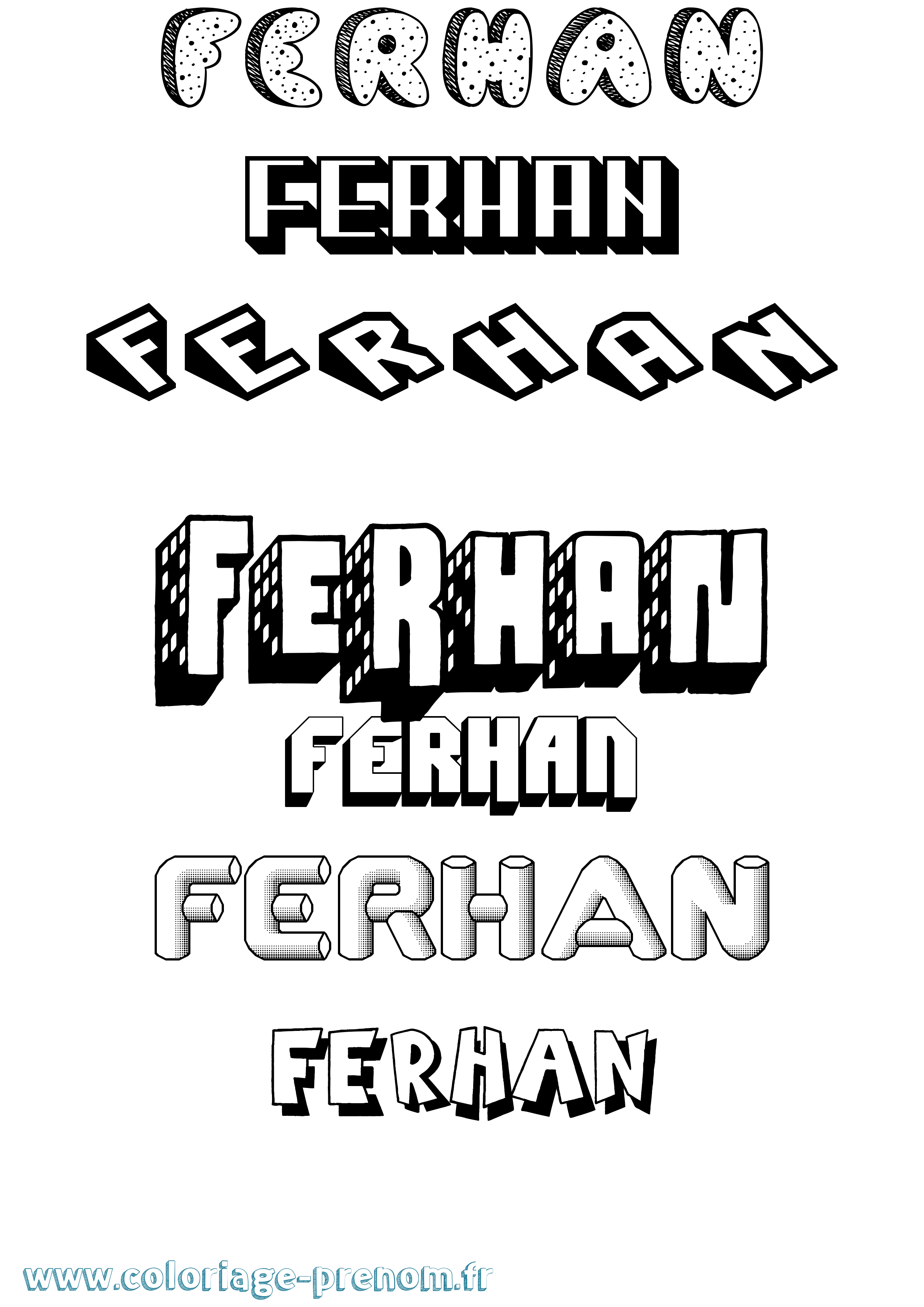 Coloriage Ferhan Effet 3D Coloriage prénom Ferhan Effet 3D