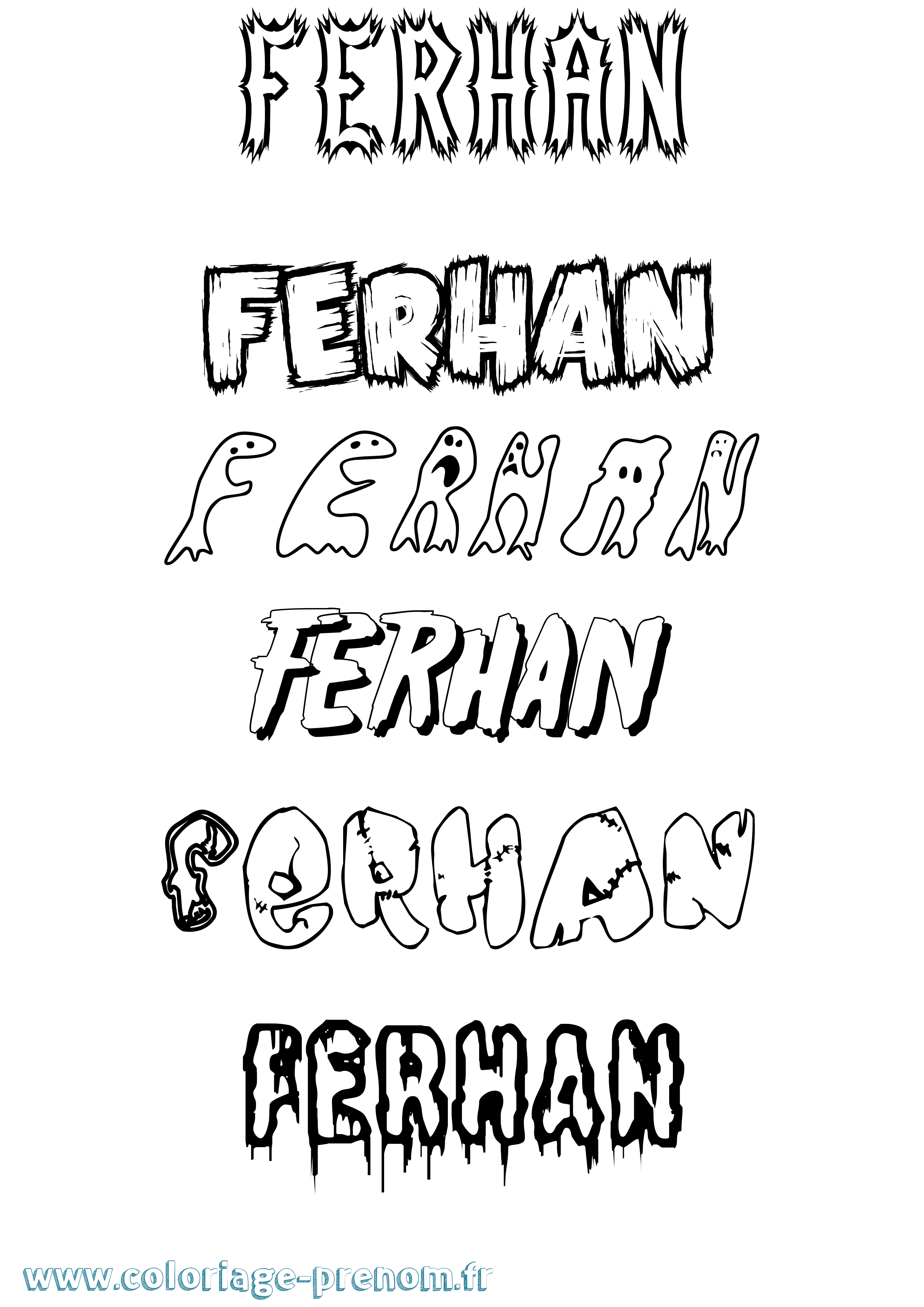 Coloriage Ferhan Frisson Coloriage prénom Ferhan Frisson