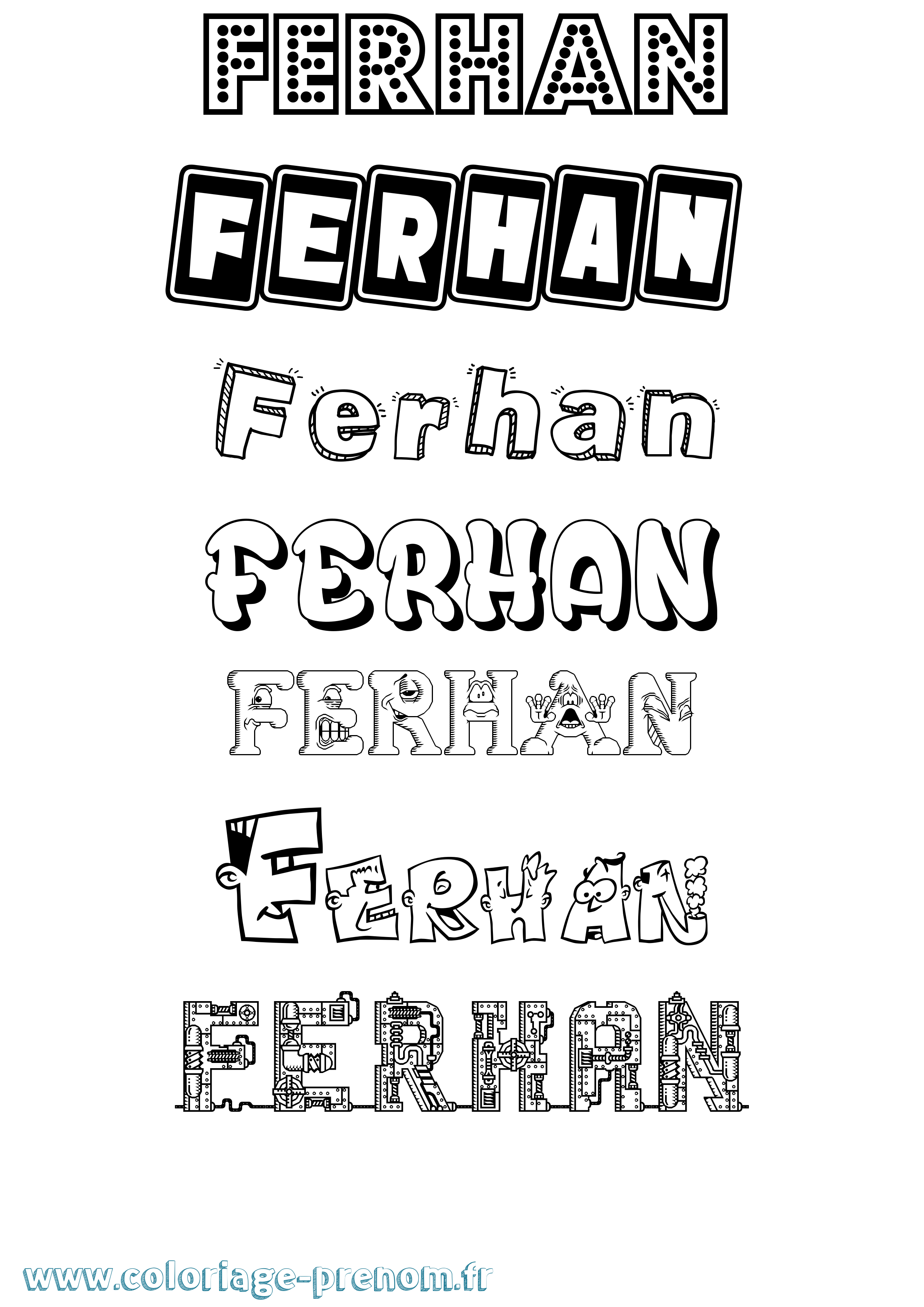 Coloriage Ferhan Fun Coloriage prénom Ferhan Fun