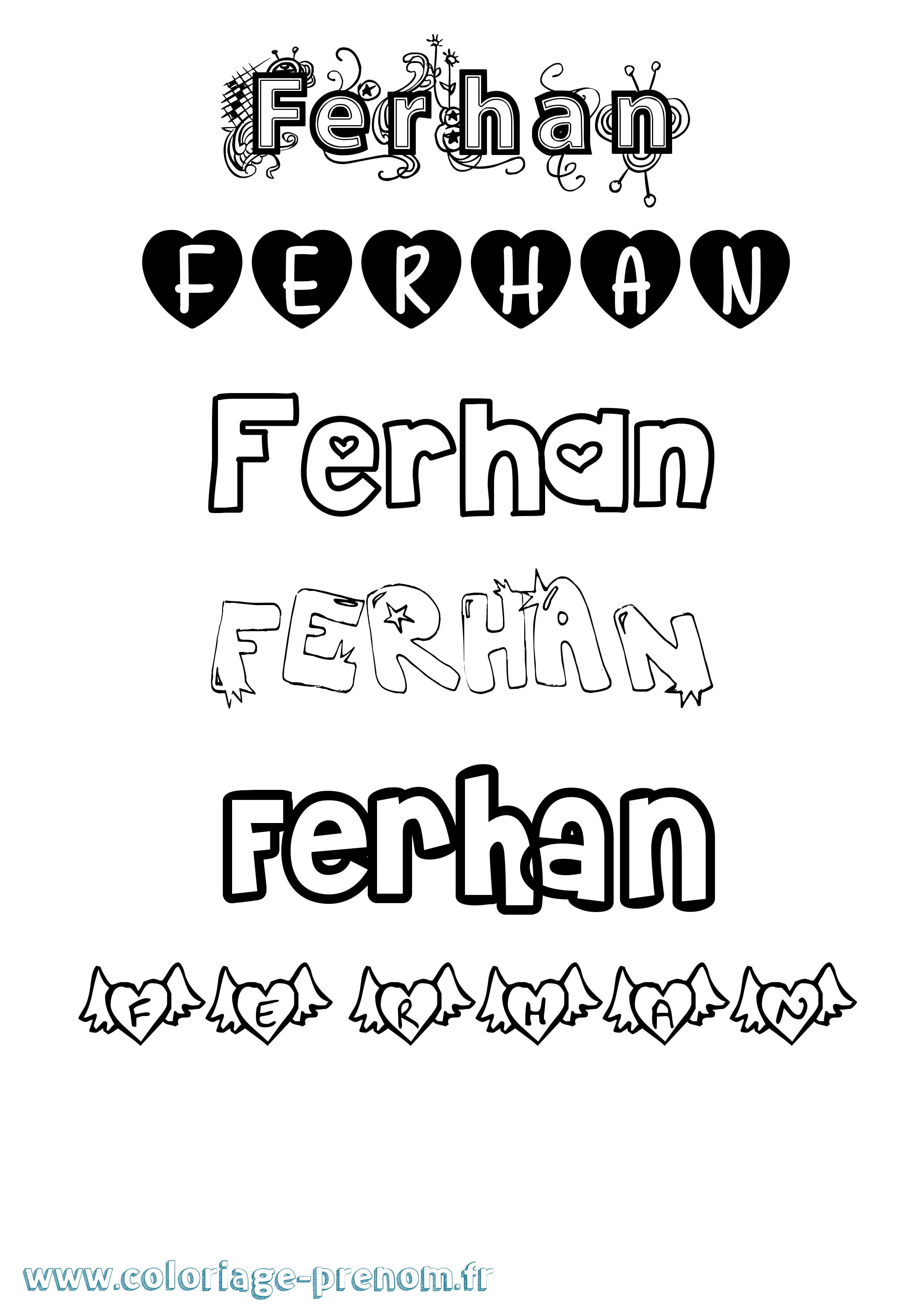Coloriage Ferhan Girly Coloriage prénom Ferhan Girly