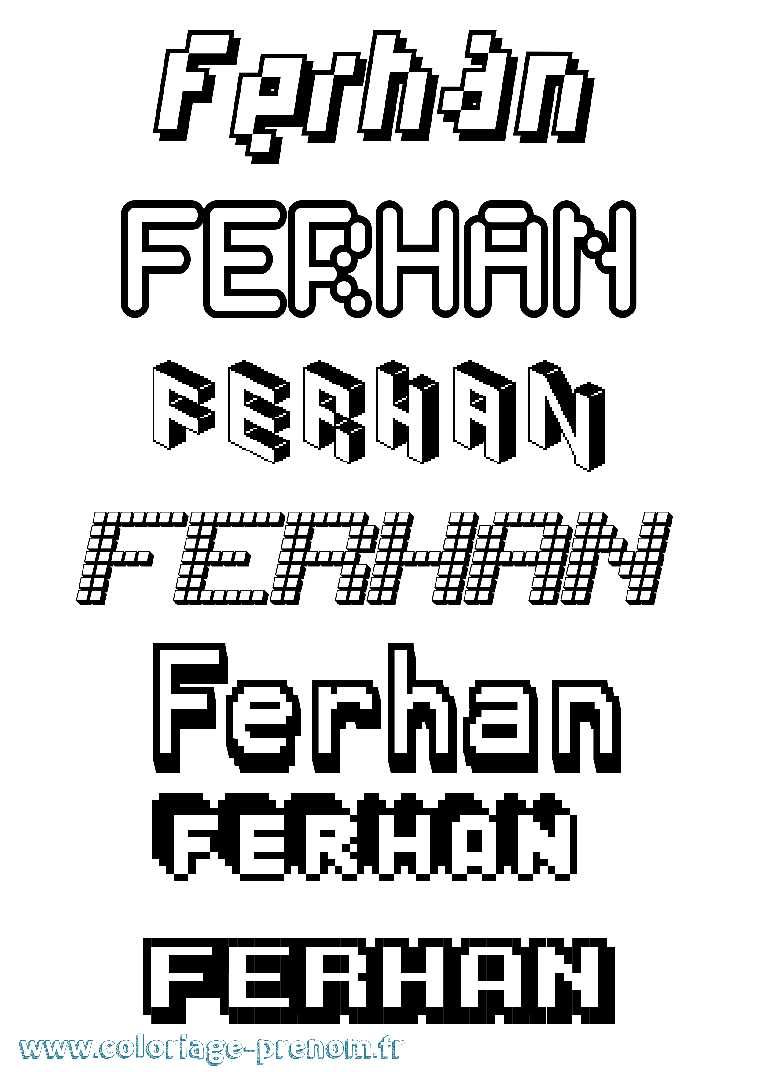 Coloriage Ferhan Pixel Coloriage prénom Ferhan Pixel