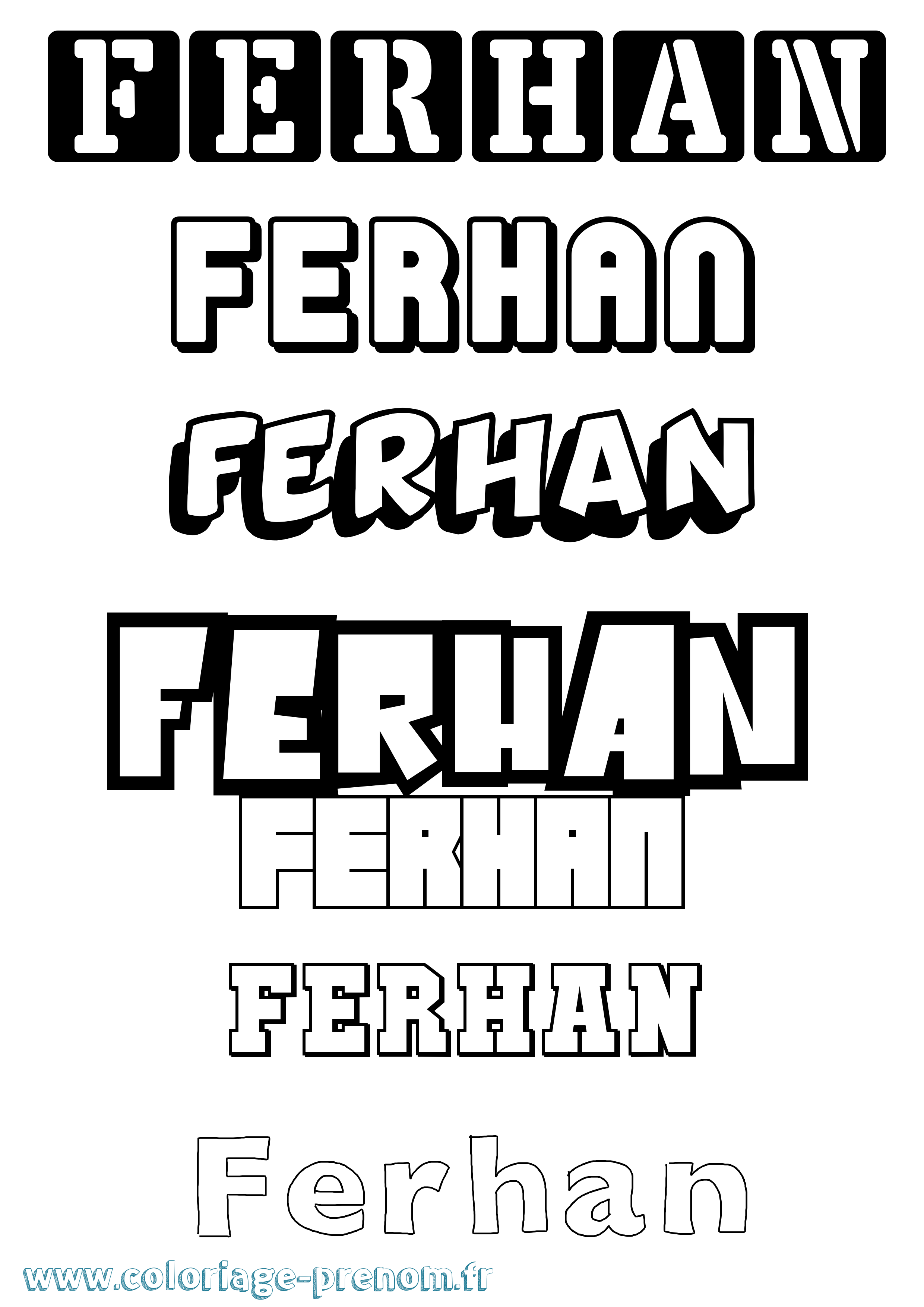 Coloriage Ferhan Simple Coloriage prénom Ferhan Simple