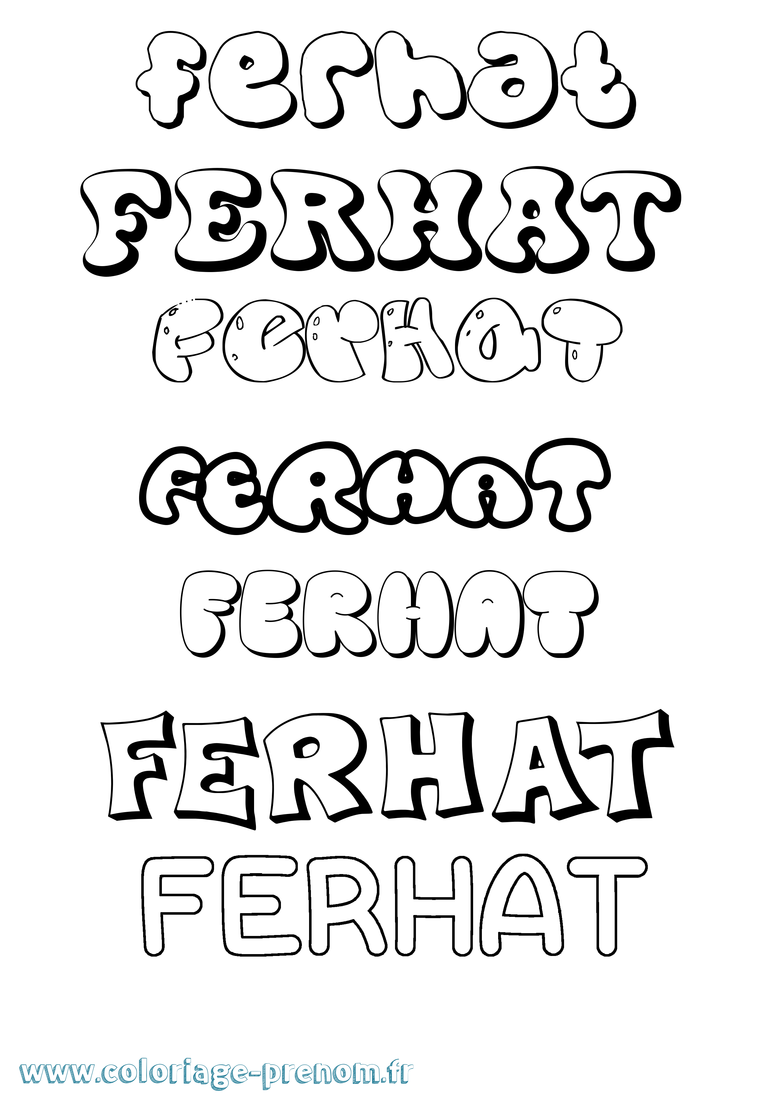 Coloriage Ferhat Bubble Coloriage prénom Ferhat Bubble