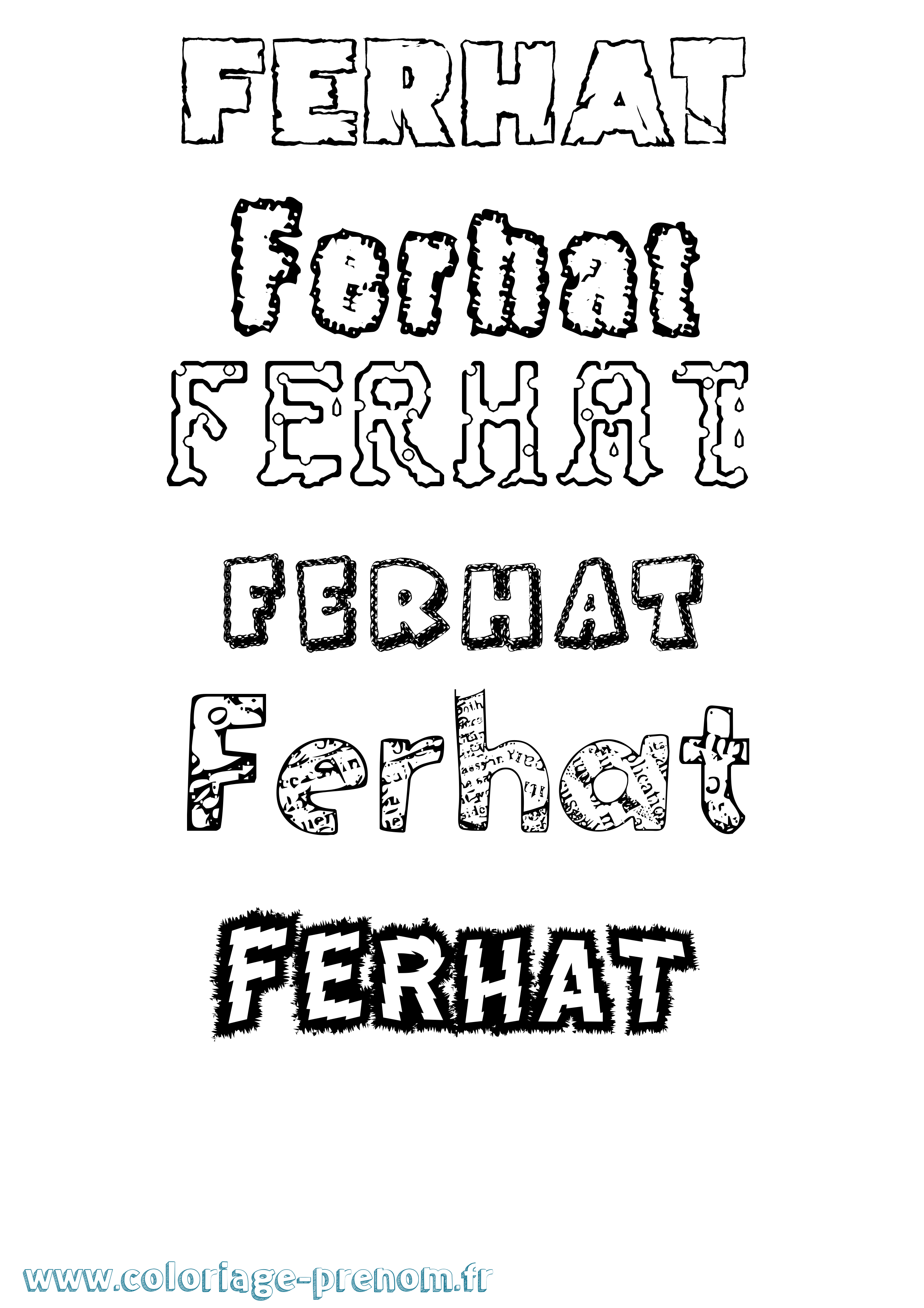 Coloriage Ferhat Destructuré Coloriage prénom Ferhat Destructuré