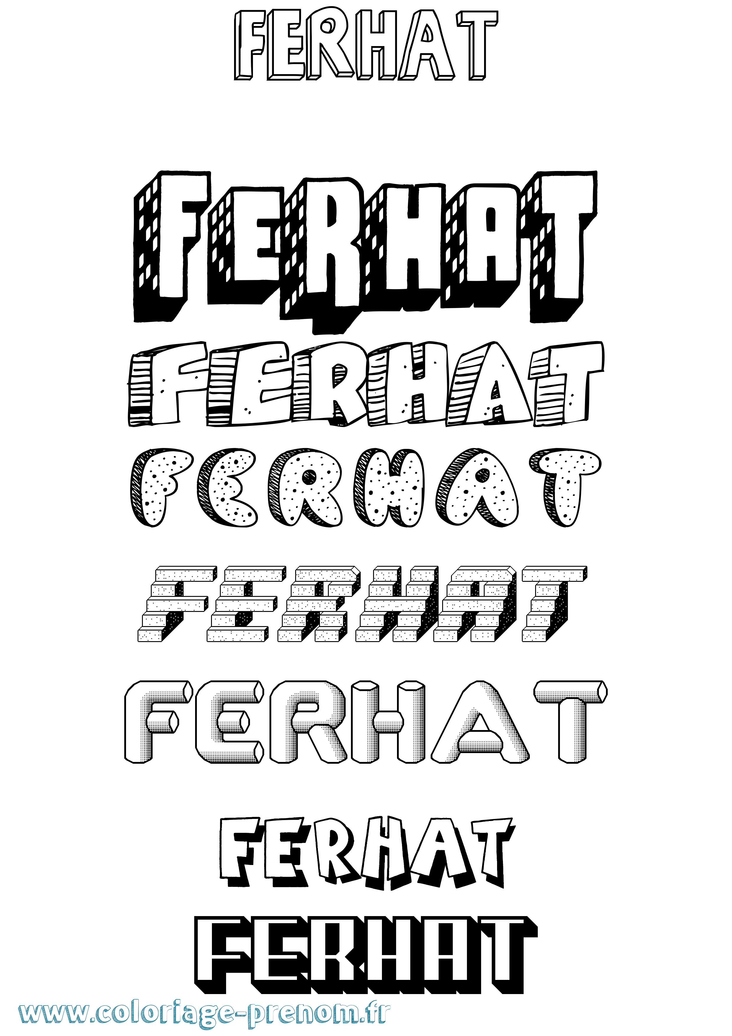 Coloriage Ferhat Effet 3D Coloriage prénom Ferhat Effet 3D