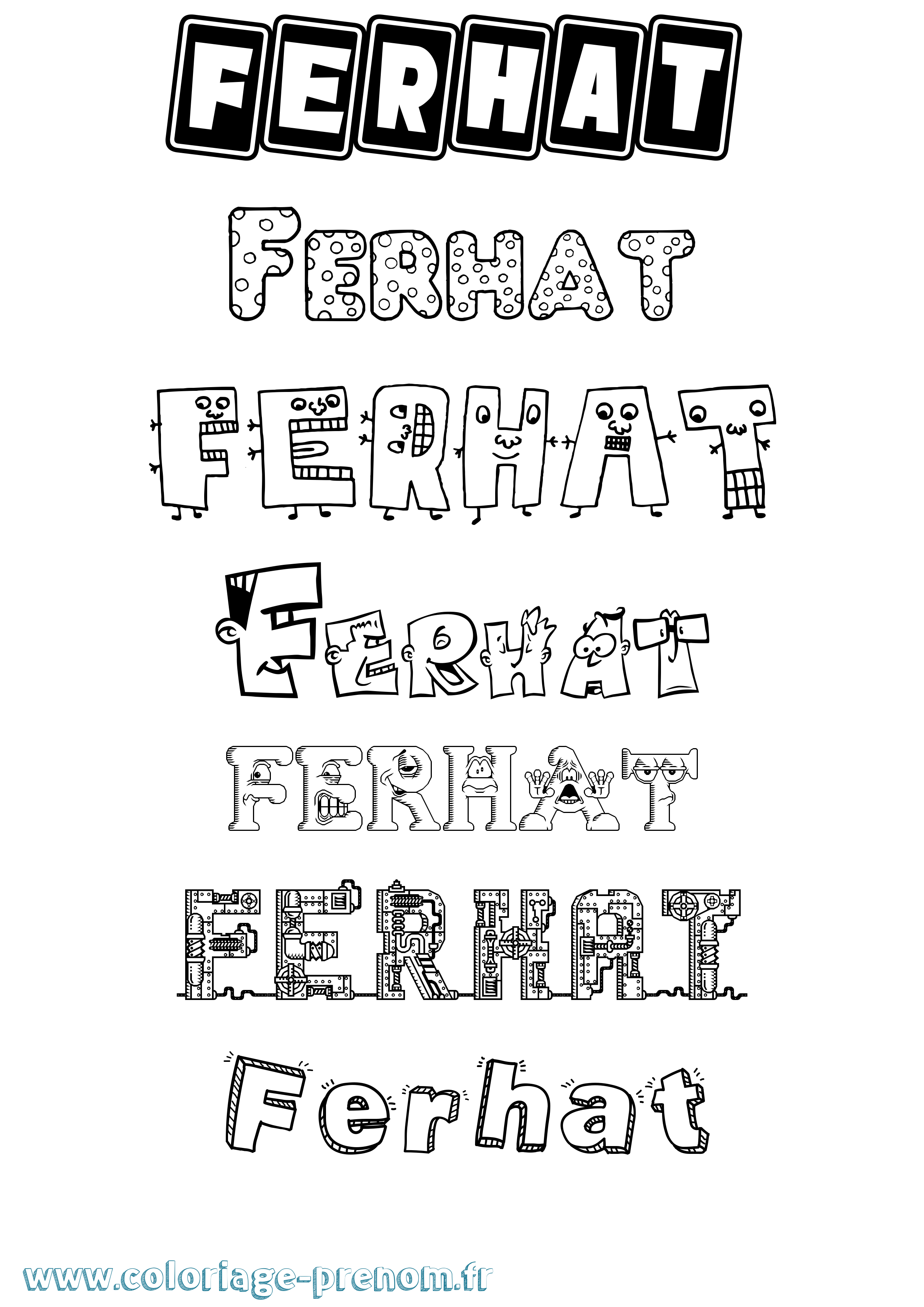 Coloriage Ferhat Fun Coloriage prénom Ferhat Fun
