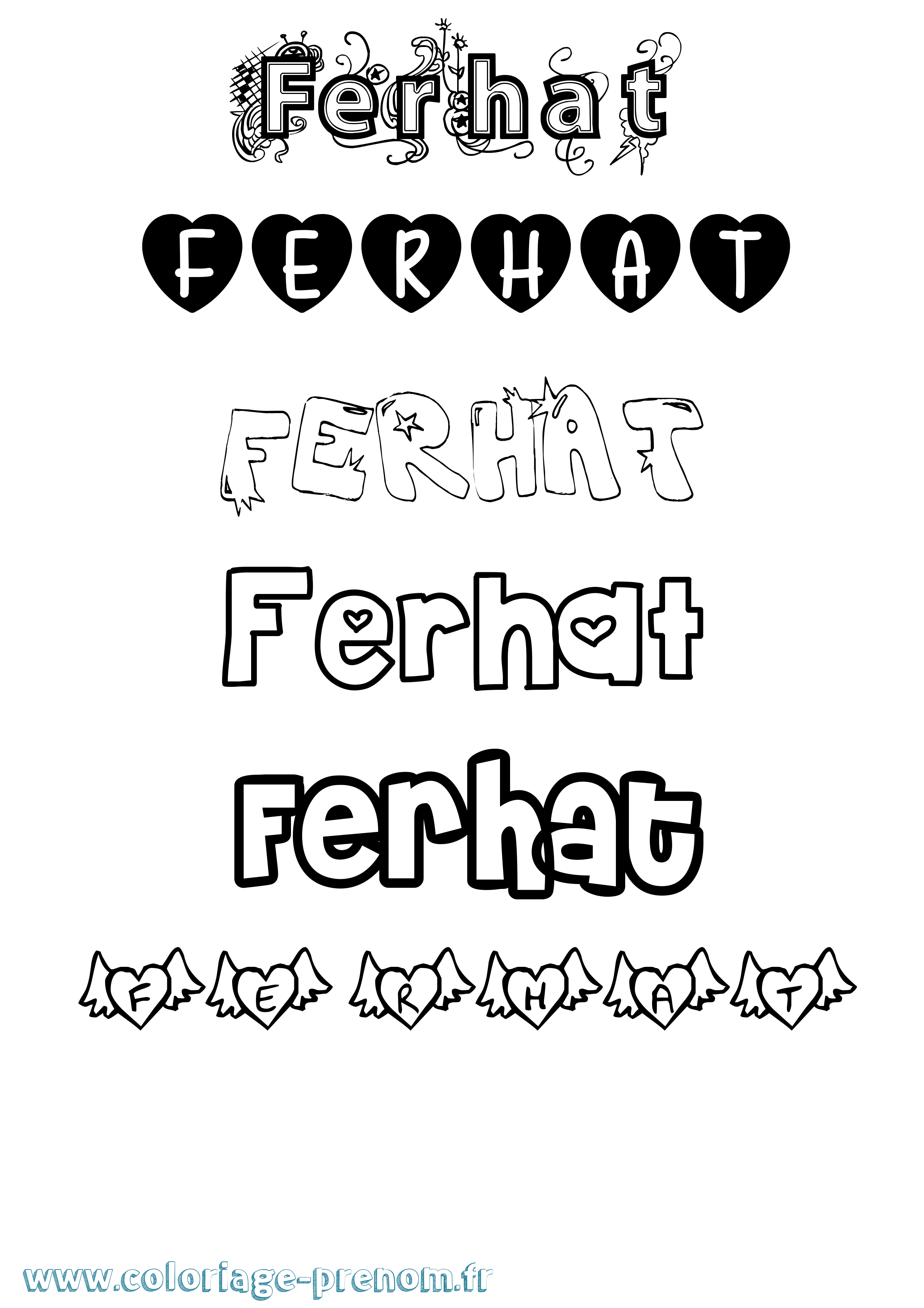 Coloriage Ferhat Girly Coloriage prénom Ferhat Girly