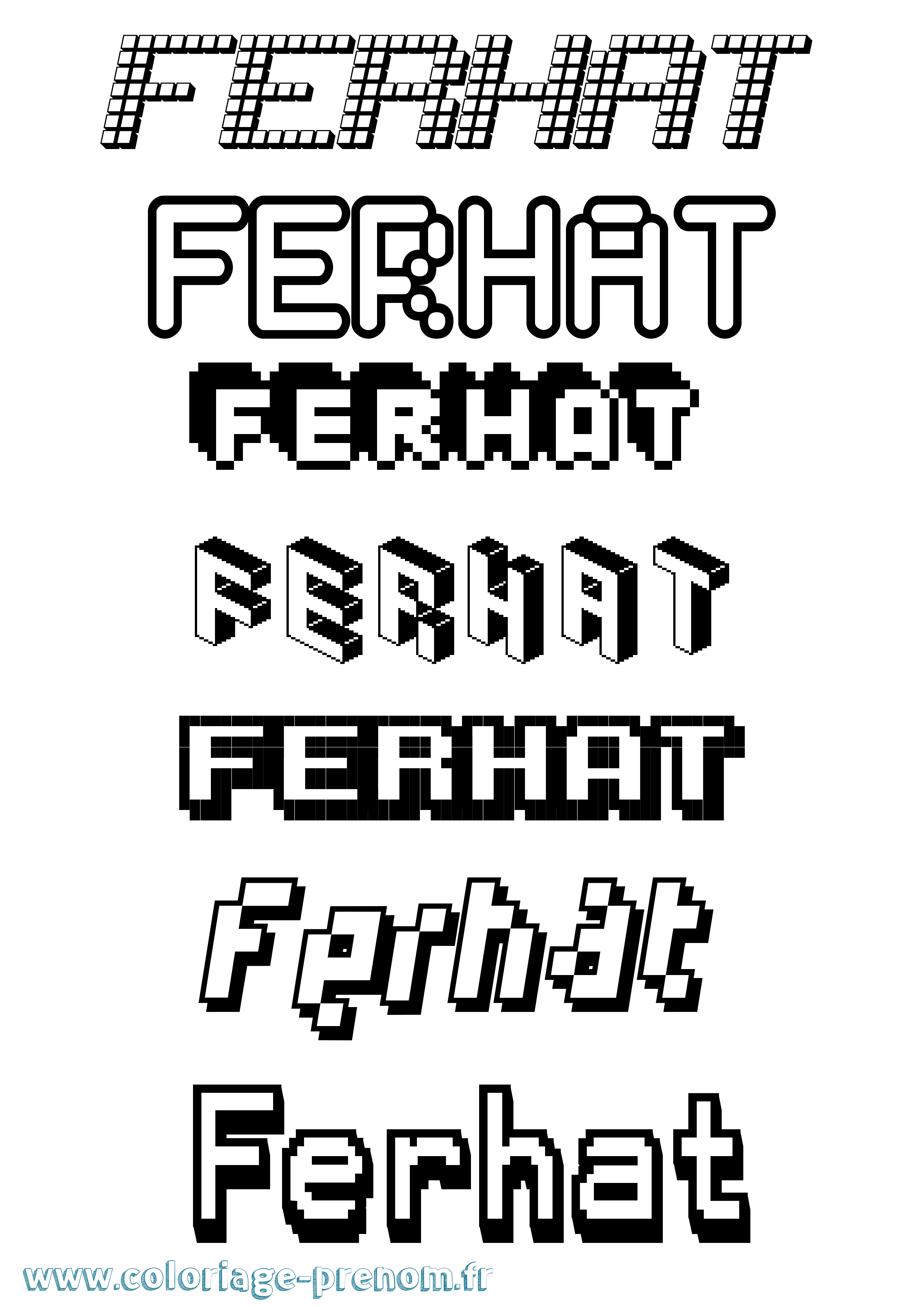 Coloriage Ferhat Pixel Coloriage prénom Ferhat Pixel