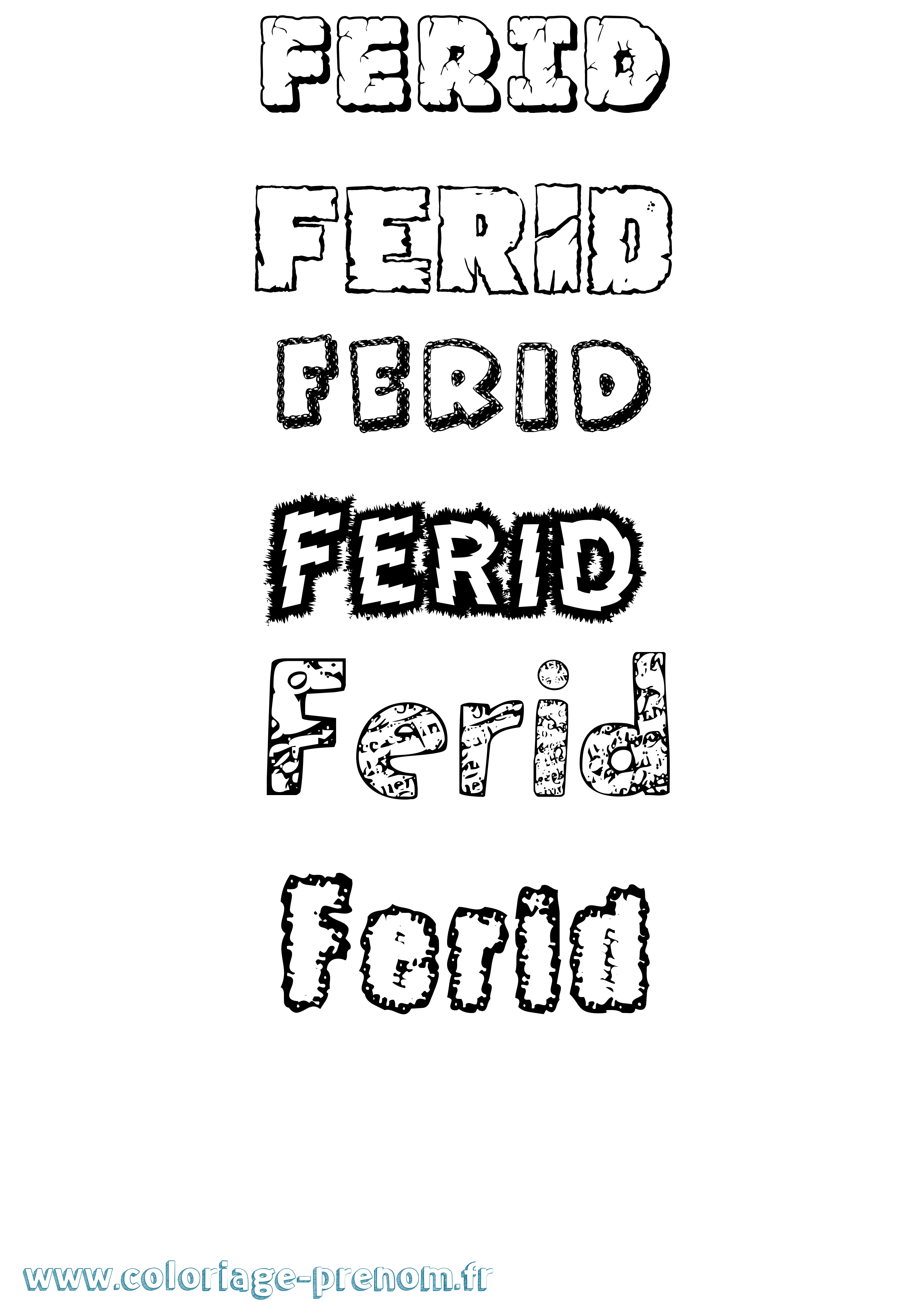 Coloriage Ferid Destructuré Coloriage prénom Ferid Destructuré