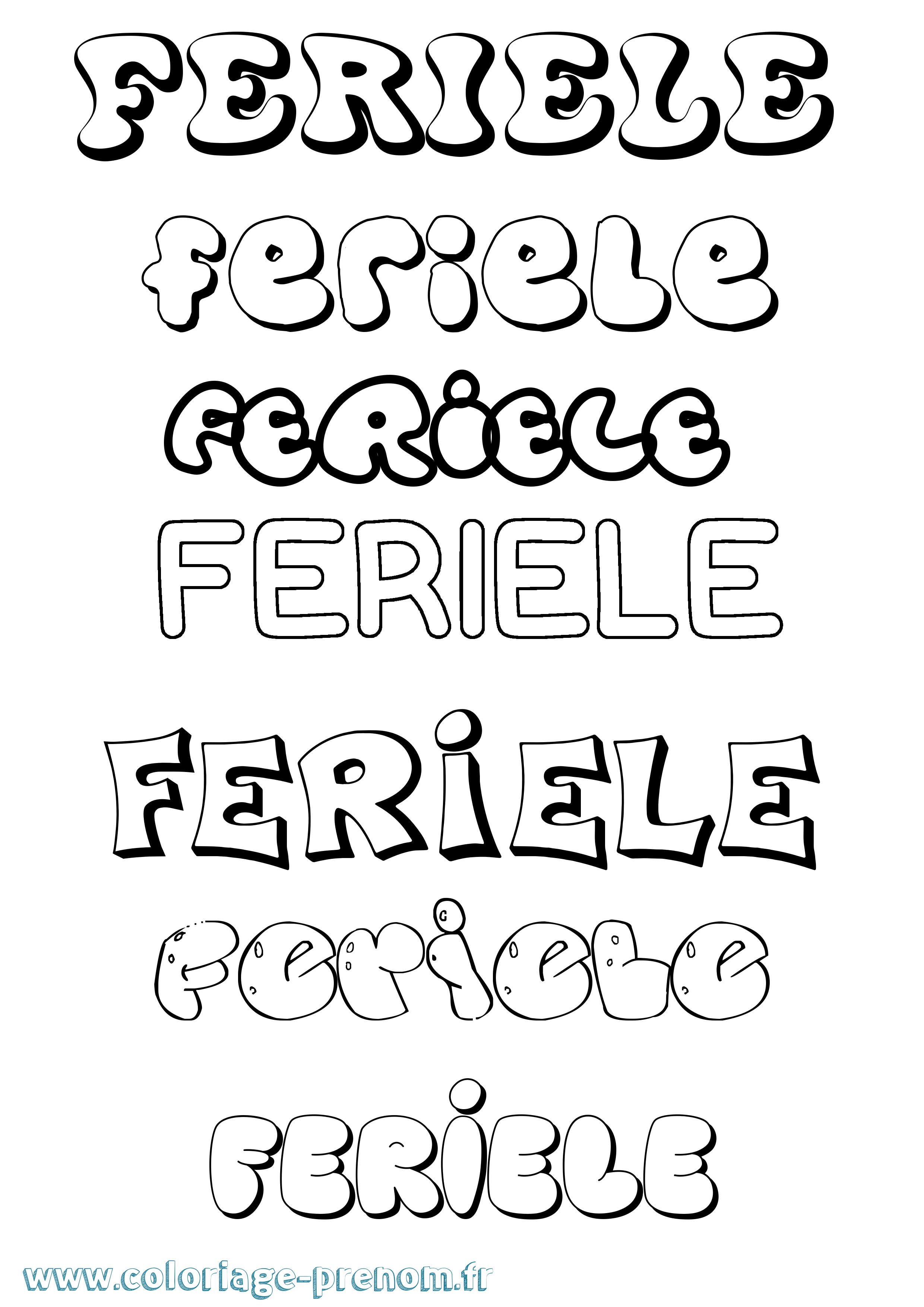 Coloriage Feriele Bubble Coloriage prénom Feriele Bubble