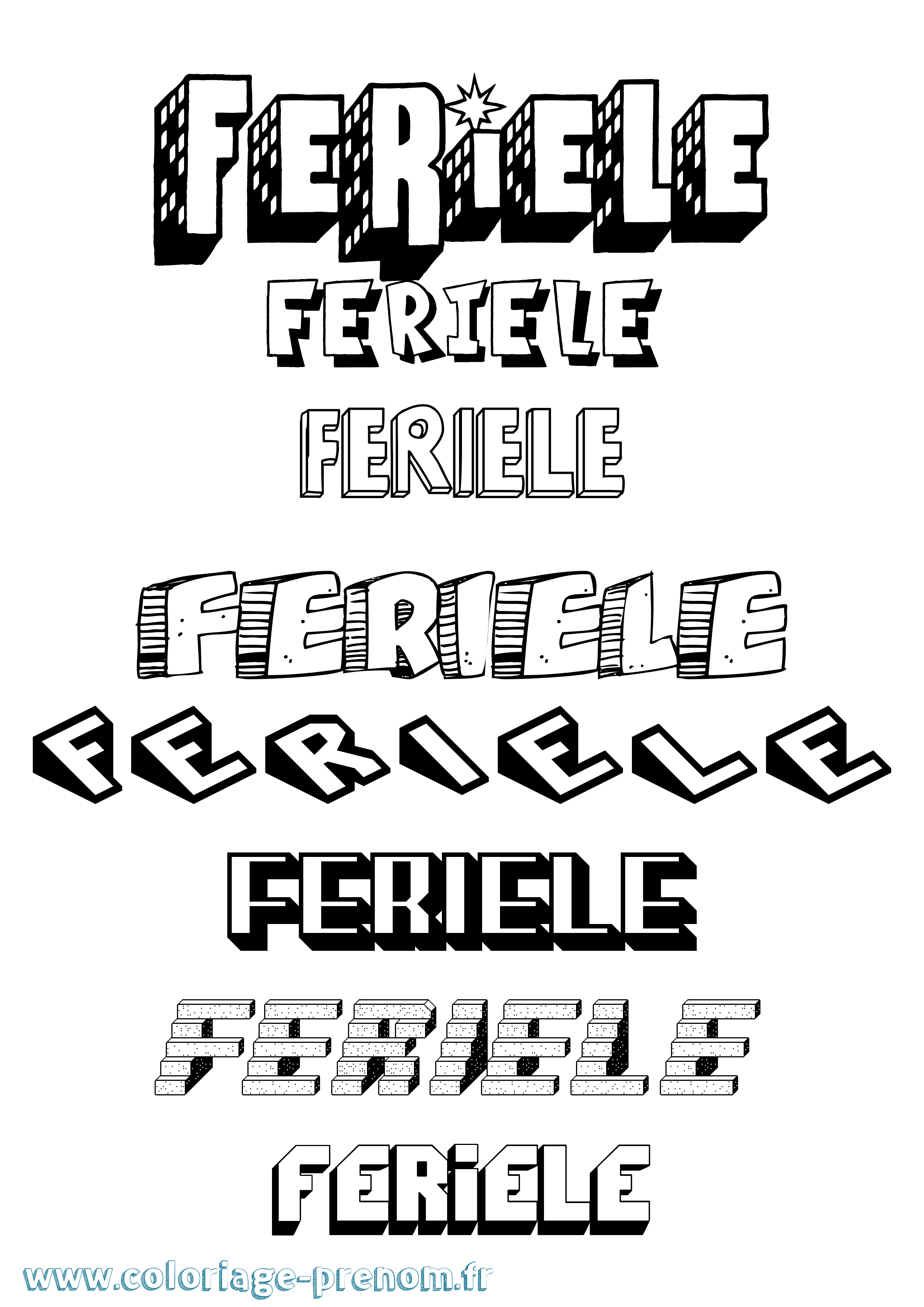 Coloriage Feriele Effet 3D Coloriage prénom Feriele Effet 3D