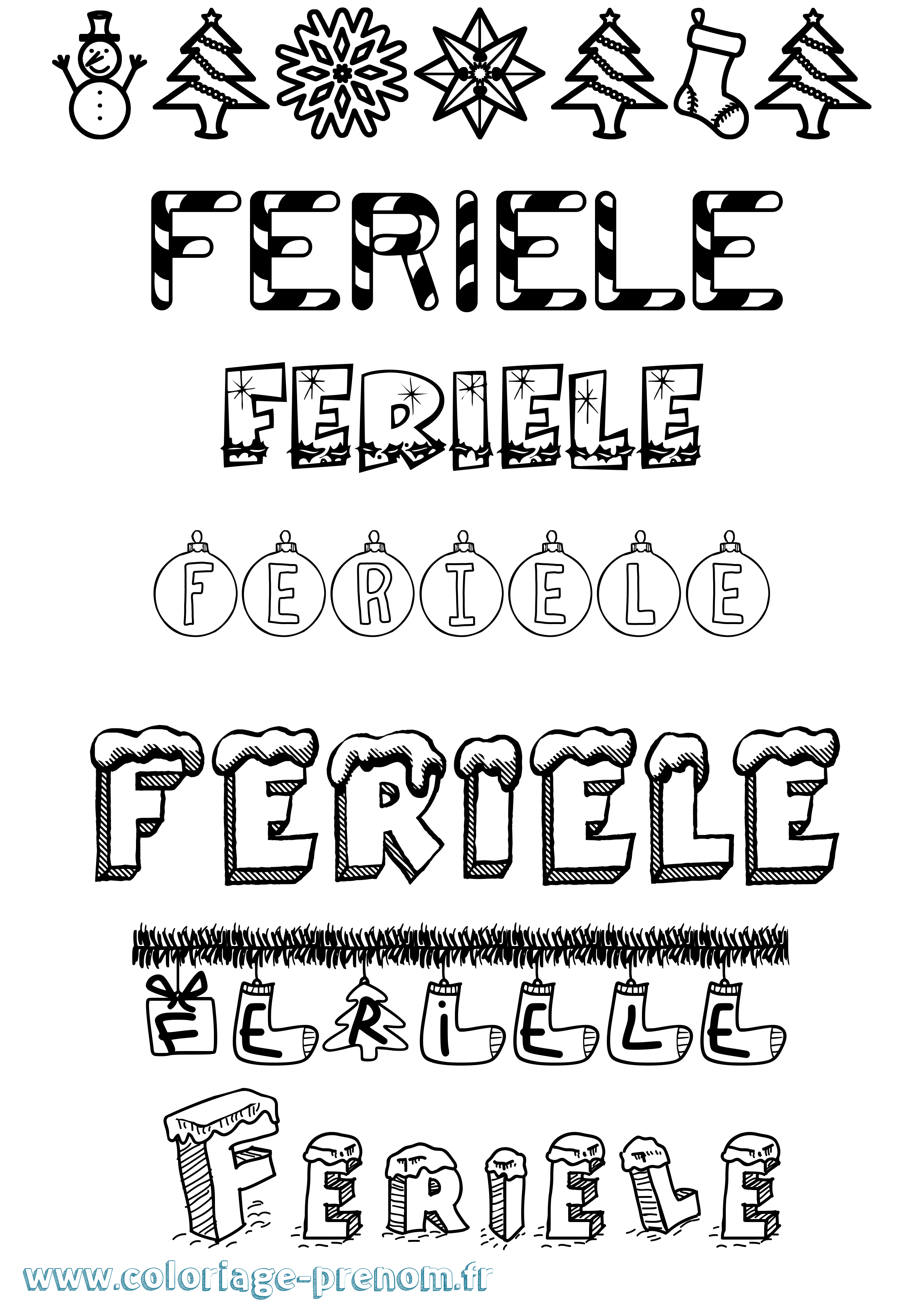 Coloriage Feriele Noël Coloriage prénom Feriele Noël