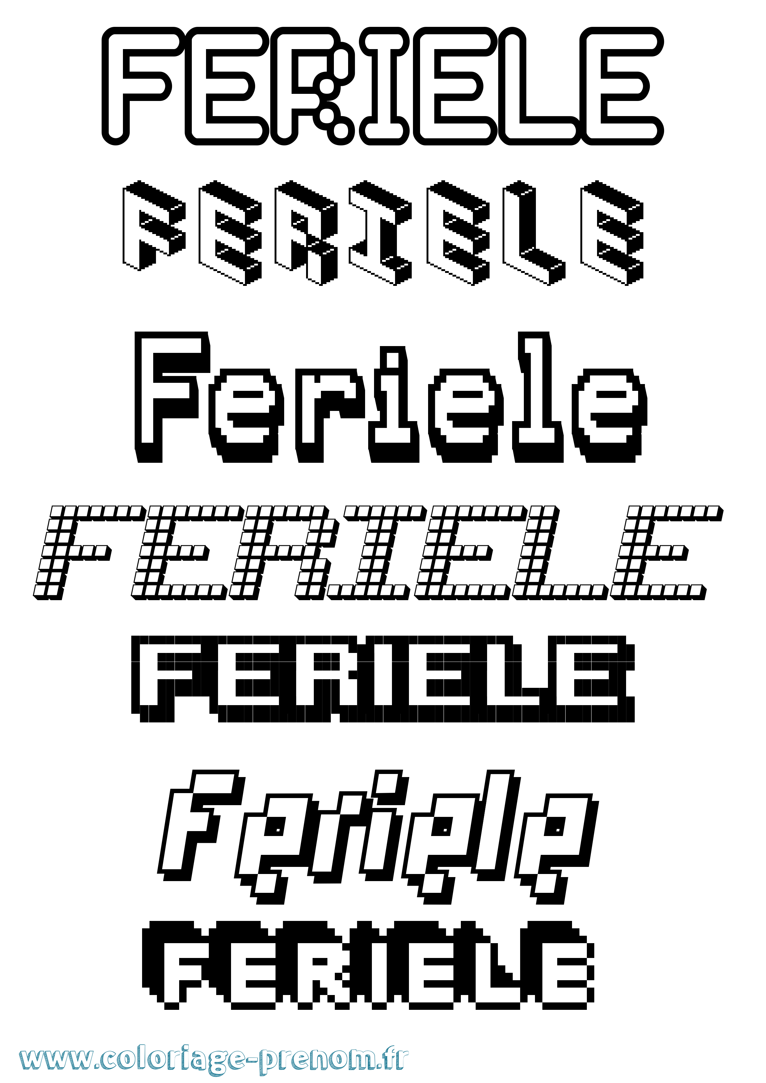 Coloriage Feriele Pixel Coloriage prénom Feriele Pixel