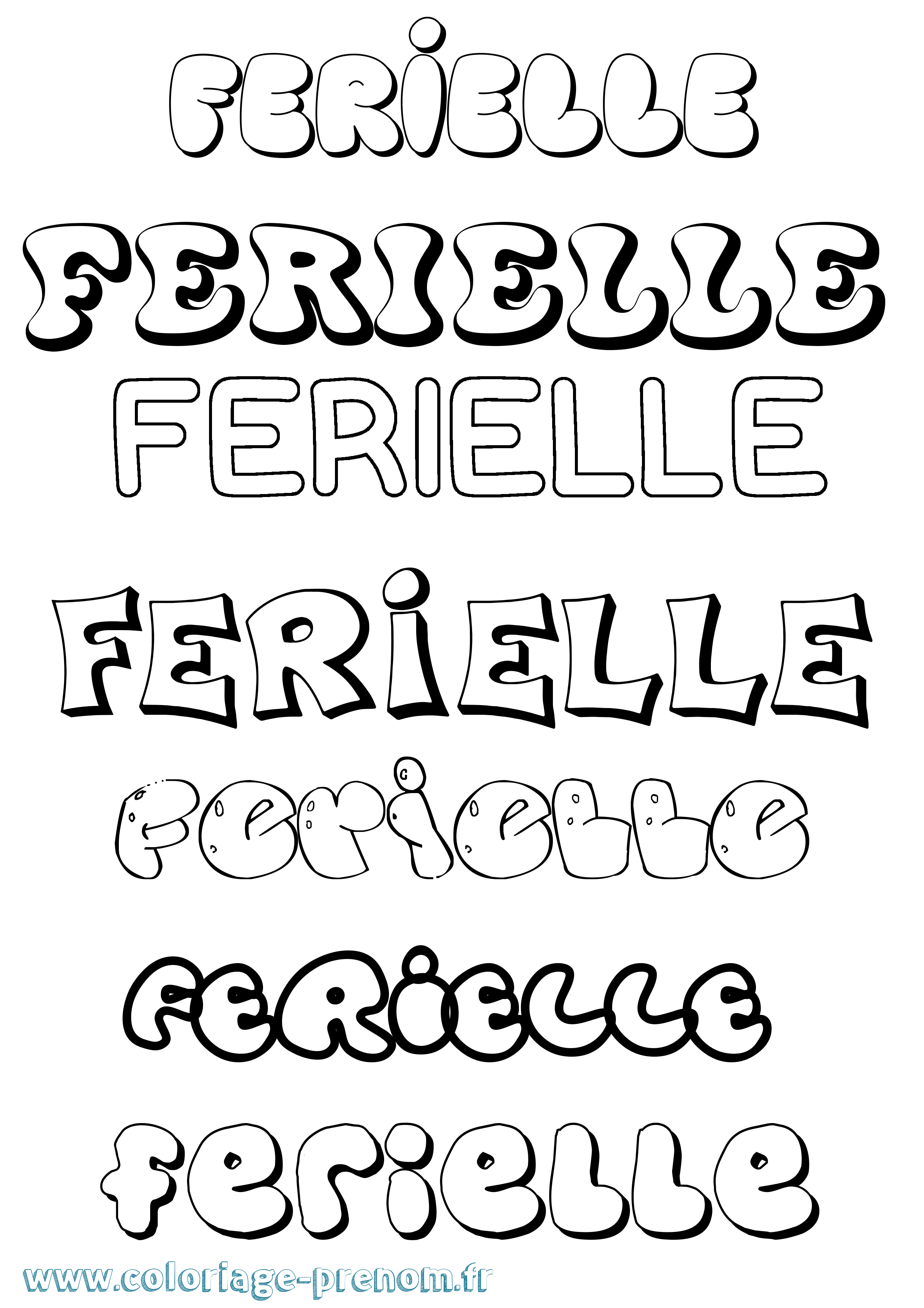 Coloriage Ferielle Bubble Coloriage prénom Ferielle Bubble