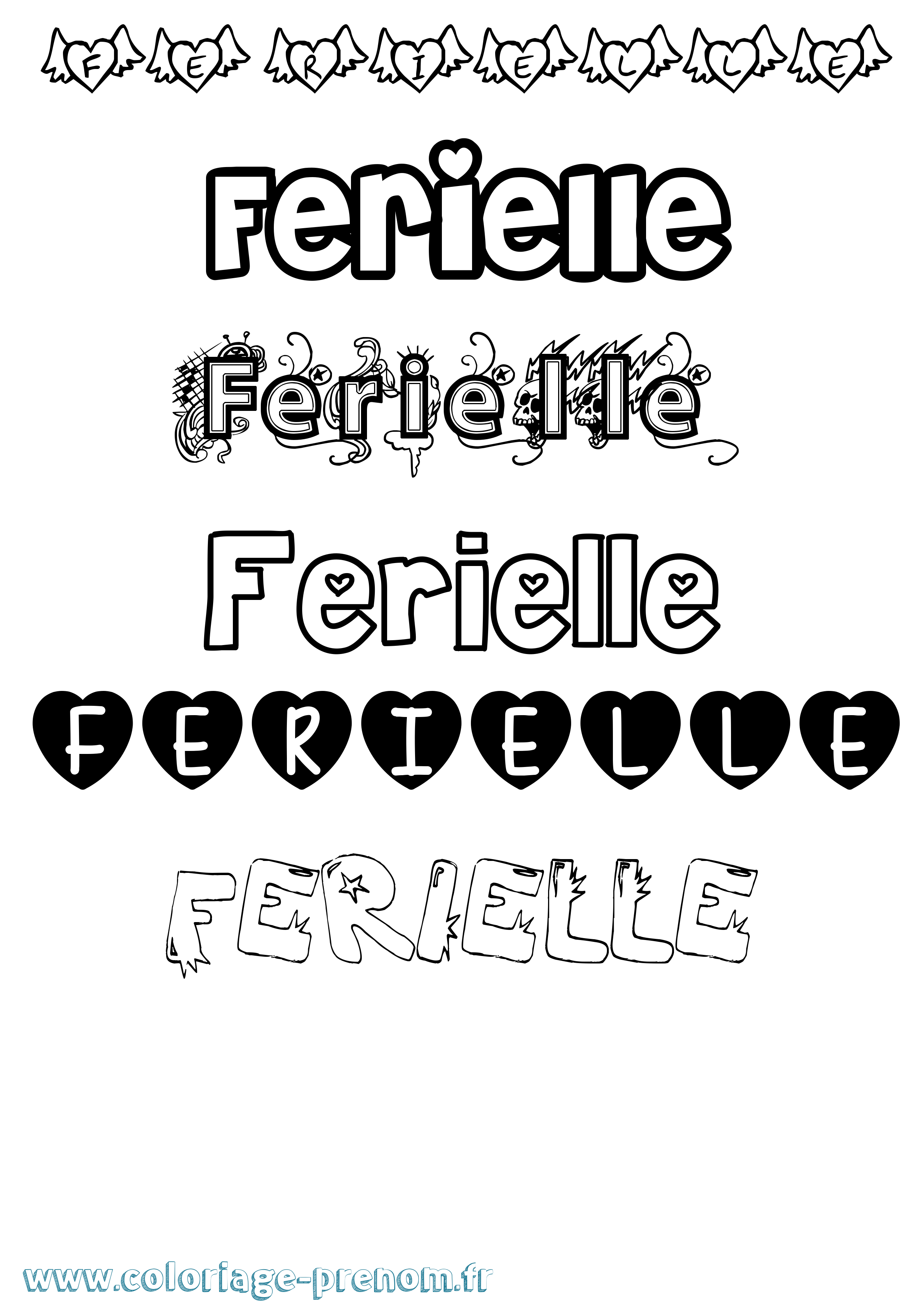 Coloriage Ferielle Girly Coloriage prénom Ferielle Girly