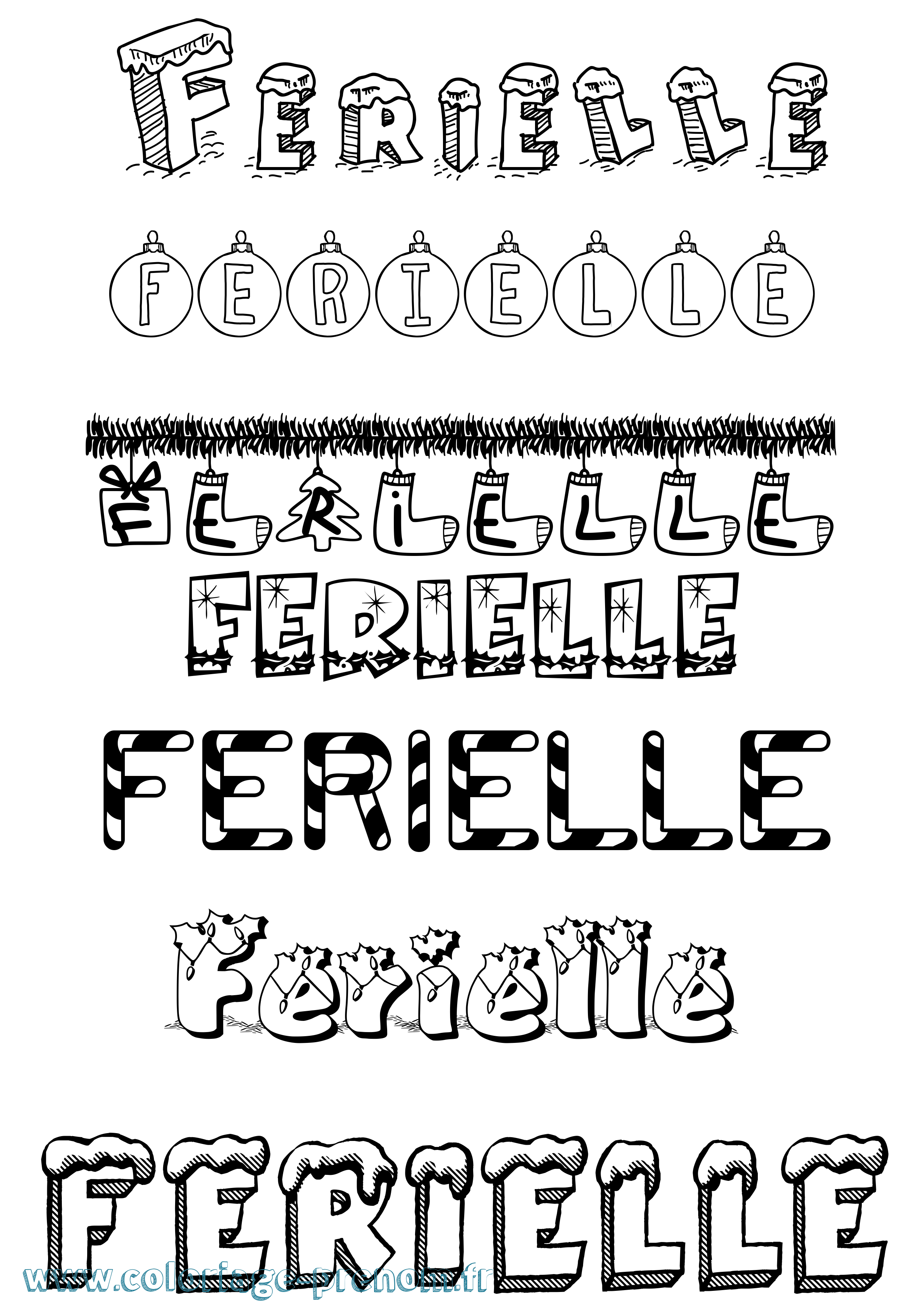 Coloriage Ferielle Noël Coloriage prénom Ferielle Noël