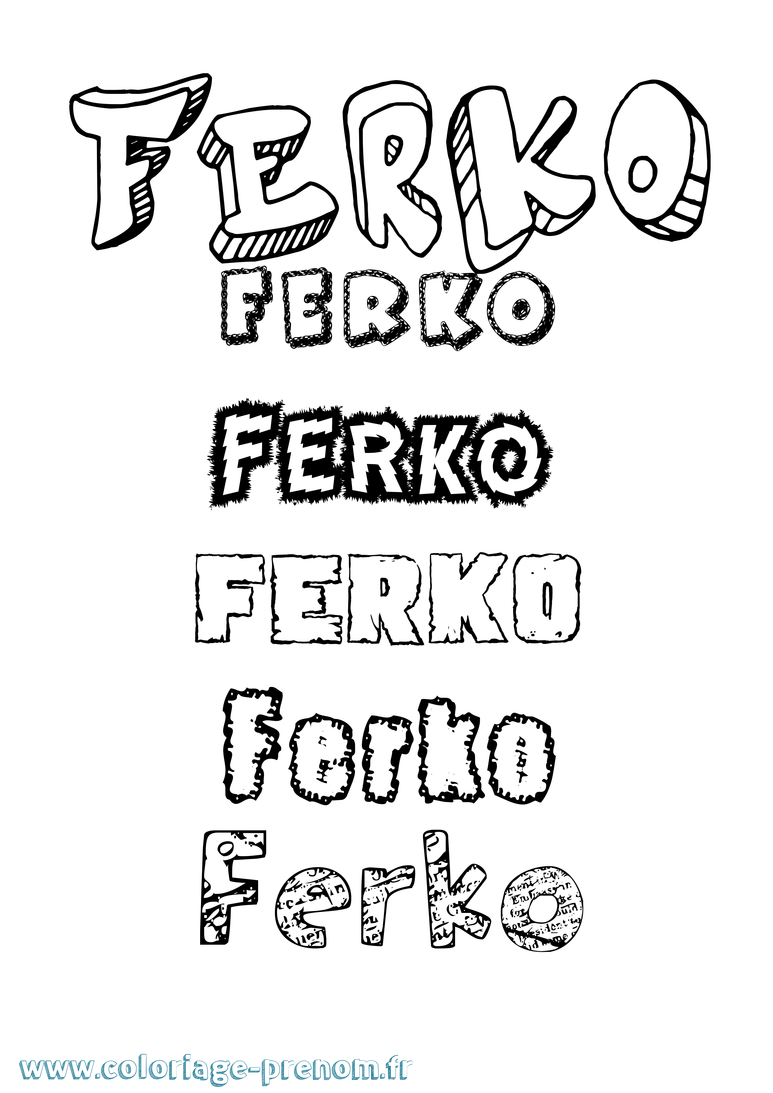 Coloriage Ferko Destructuré Coloriage prénom Ferko Destructuré