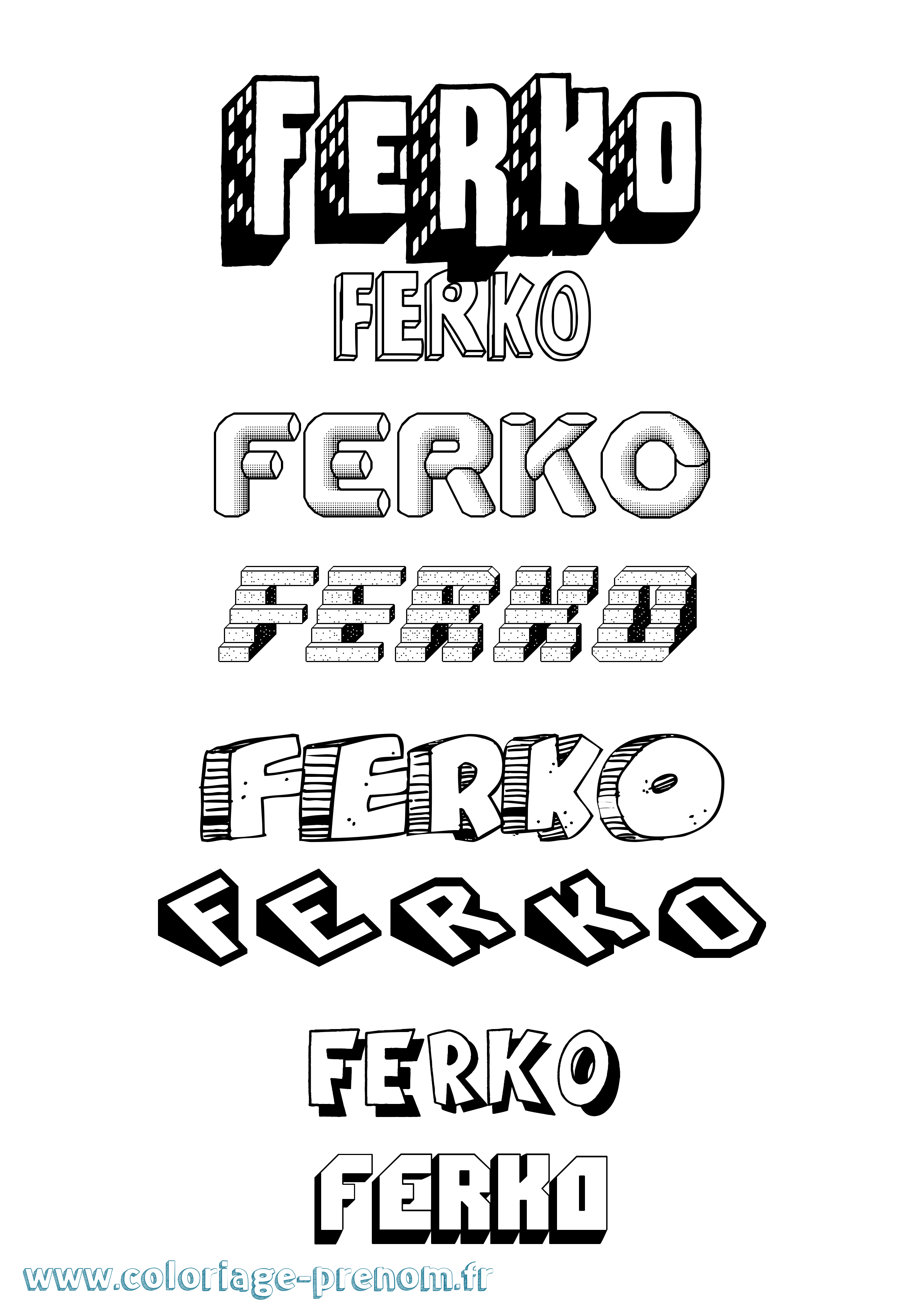 Coloriage Ferko Effet 3D Coloriage prénom Ferko Effet 3D
