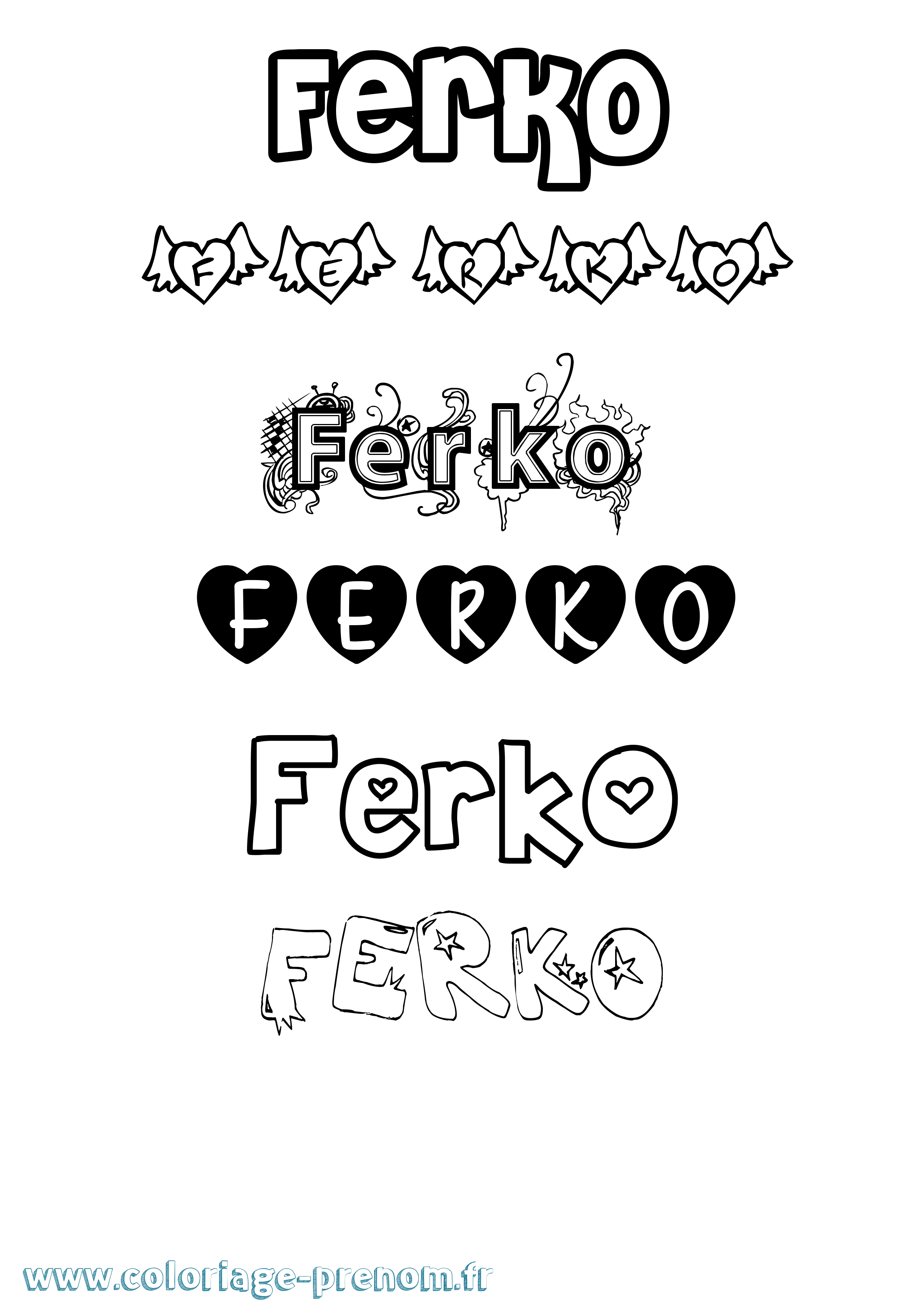 Coloriage Ferko Girly Coloriage prénom Ferko Girly