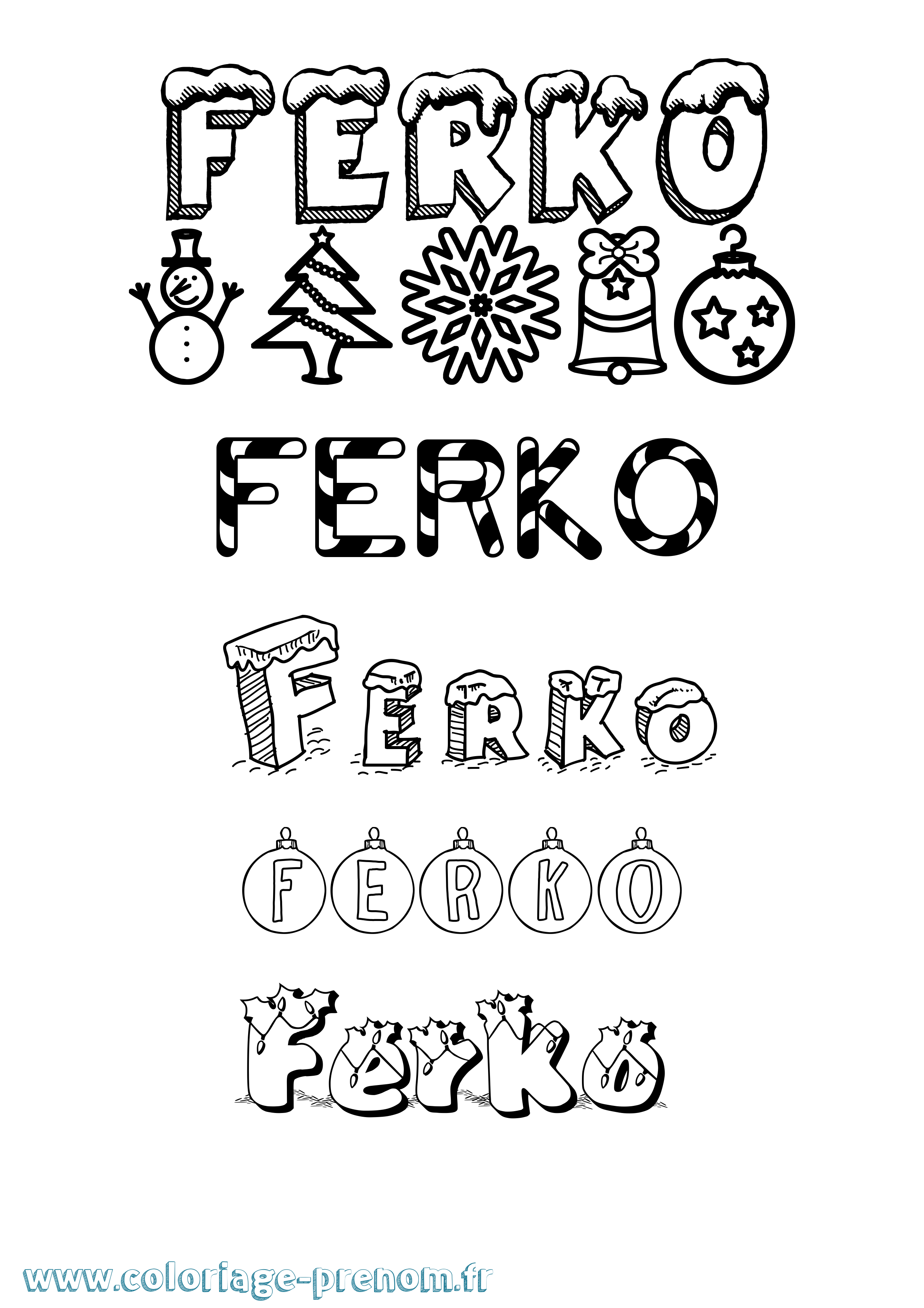 Coloriage Ferko Noël Coloriage prénom Ferko Noël