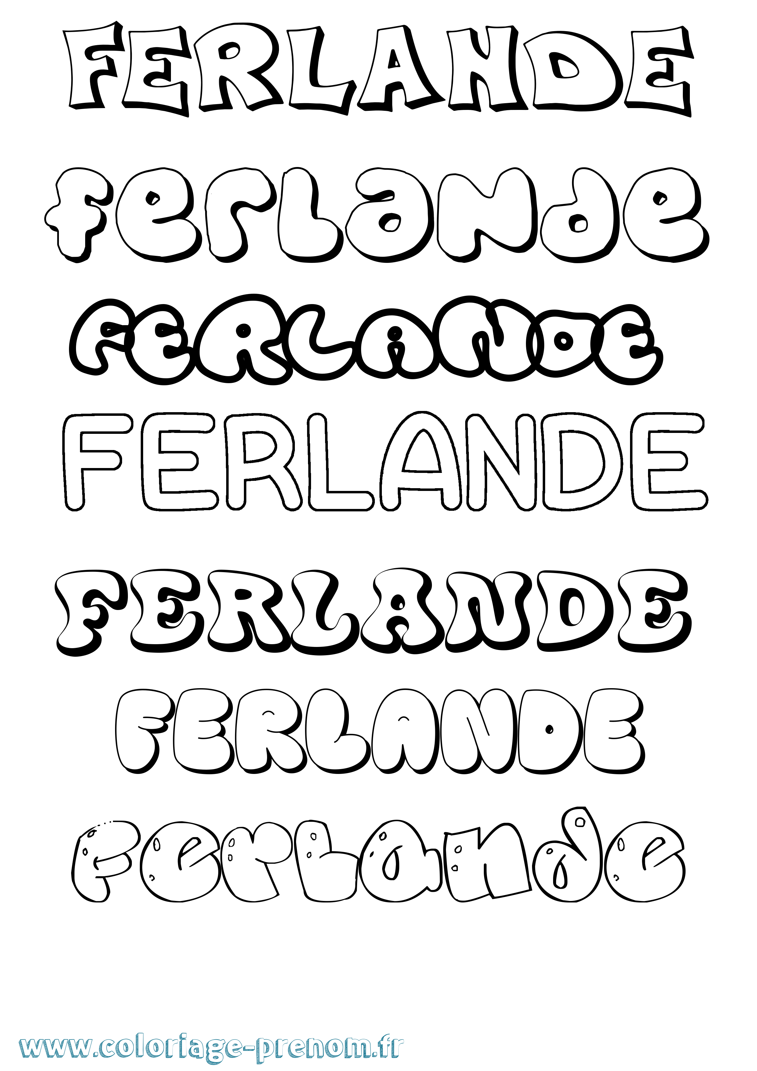 Coloriage Ferlande Bubble Coloriage prénom Ferlande Bubble