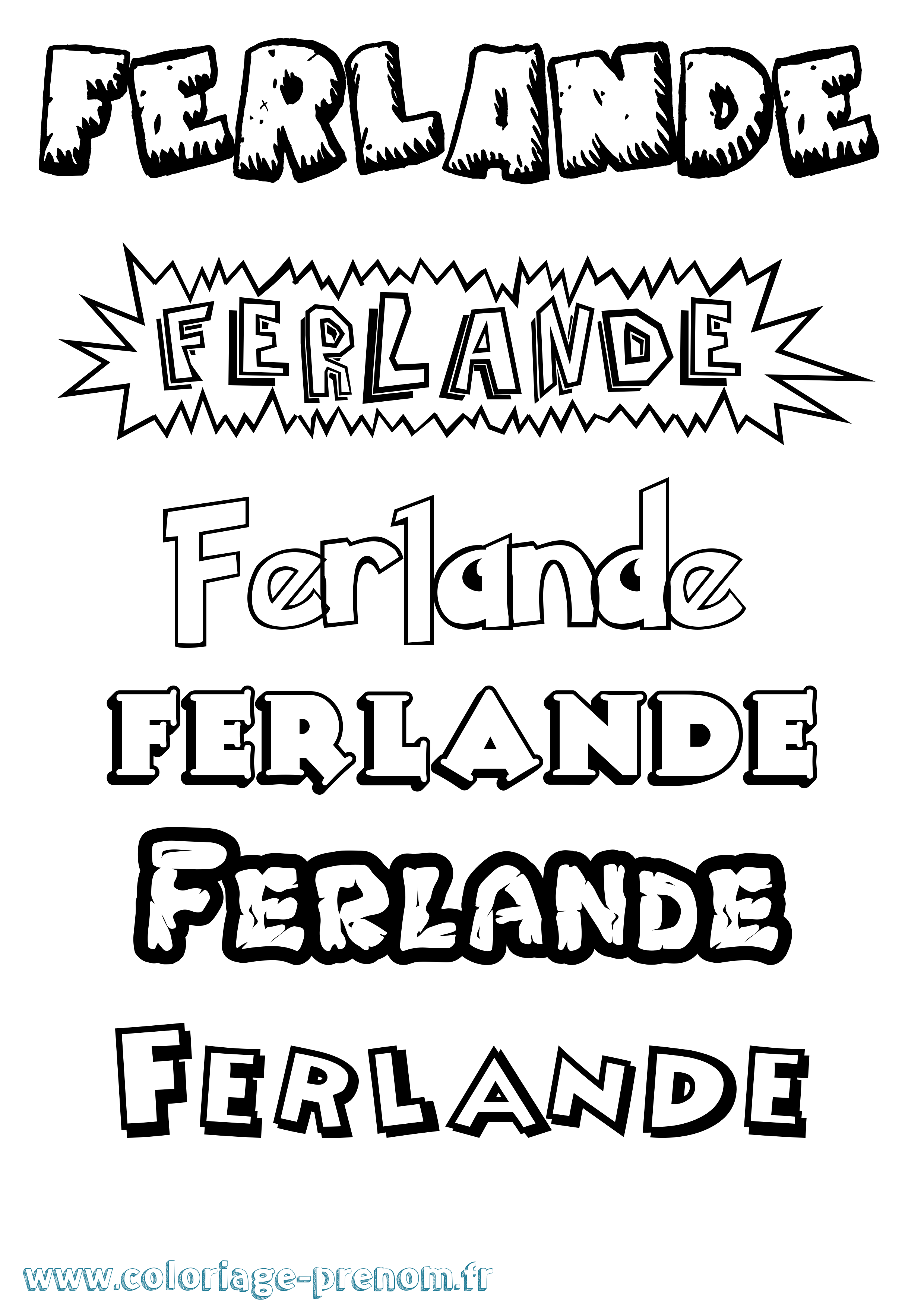 Coloriage Ferlande Dessin Animé Coloriage prénom Ferlande Dessin Animé