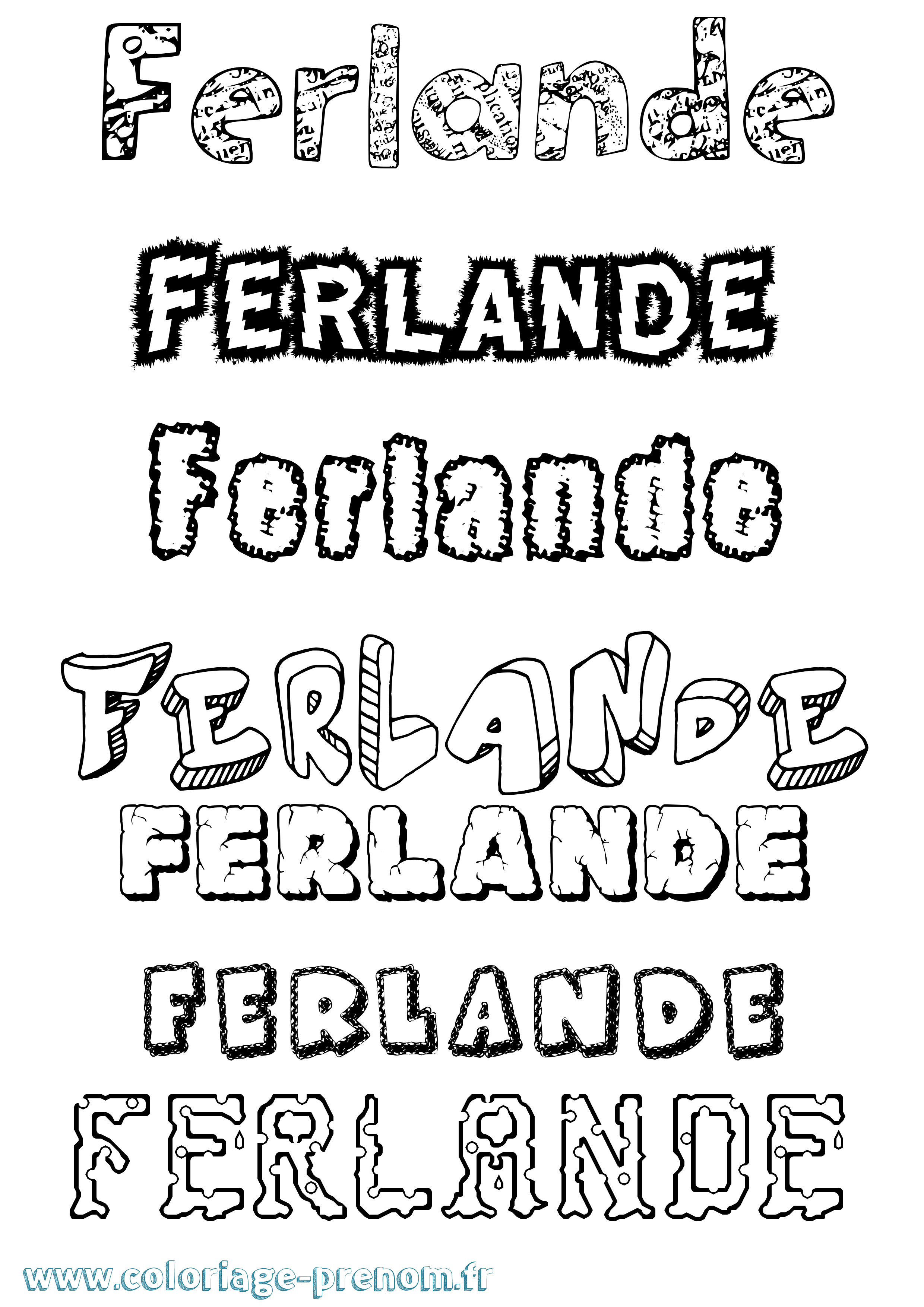 Coloriage Ferlande Destructuré Coloriage prénom Ferlande Destructuré