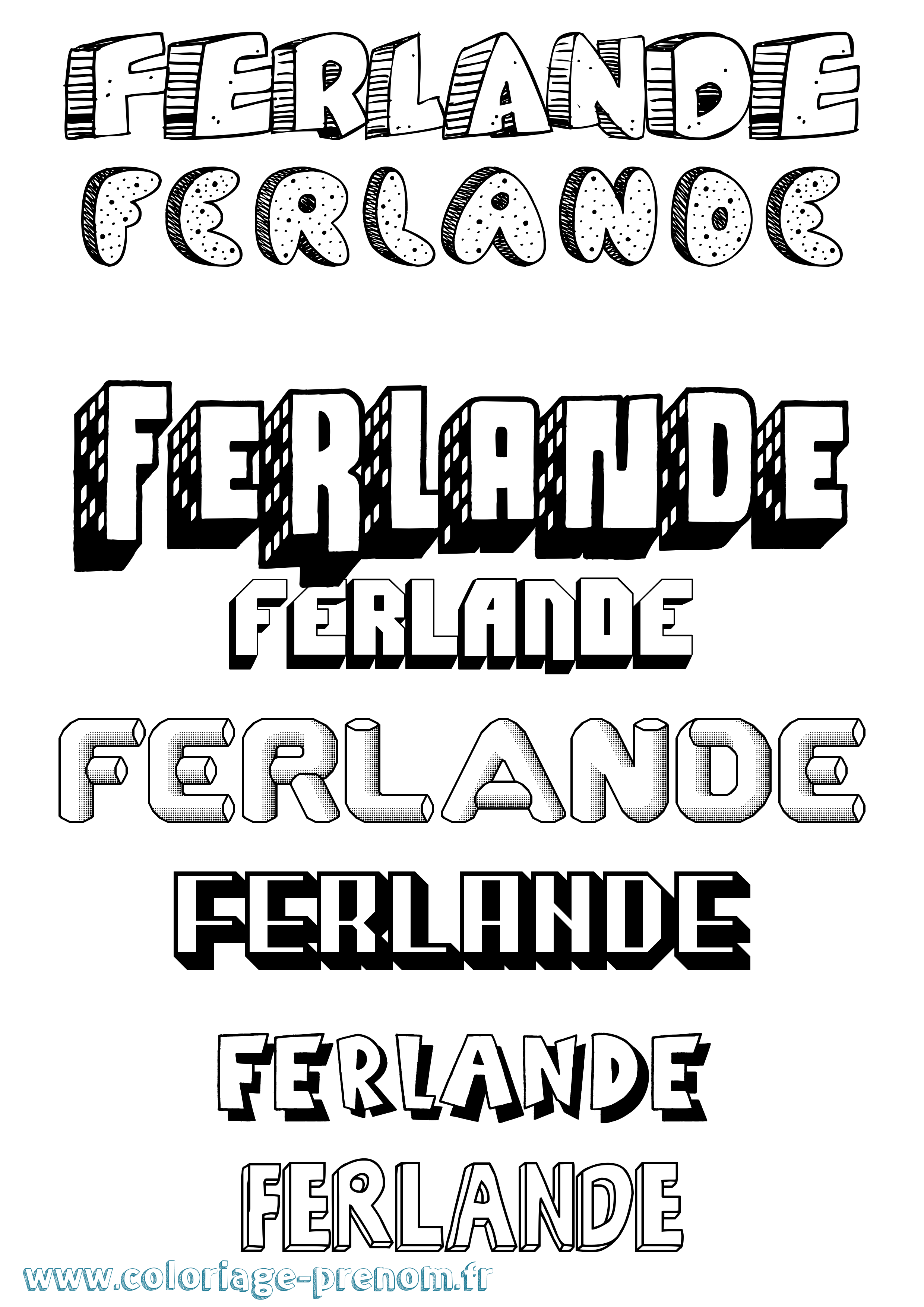 Coloriage Ferlande Effet 3D Coloriage prénom Ferlande Effet 3D