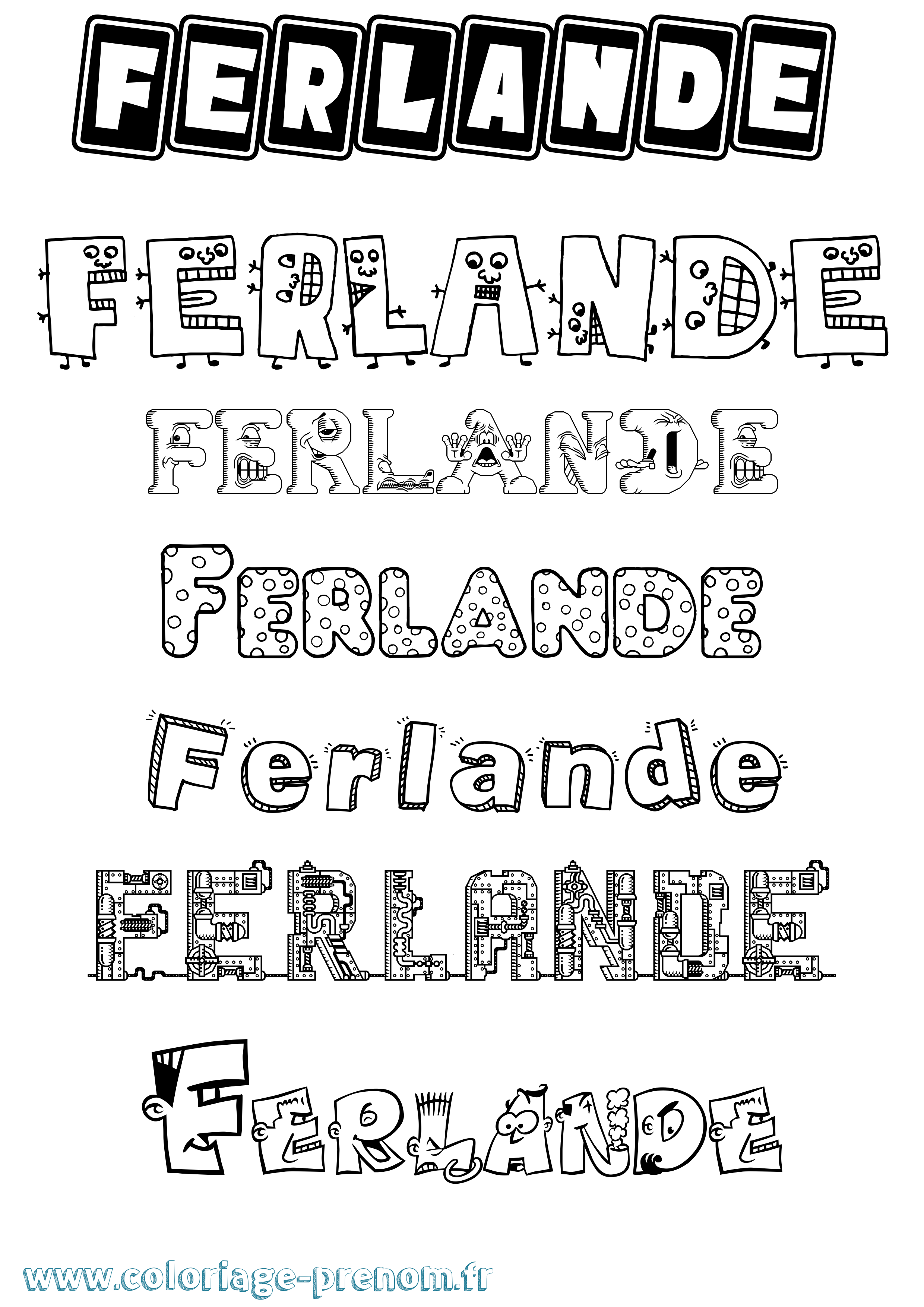 Coloriage Ferlande Fun Coloriage prénom Ferlande Fun