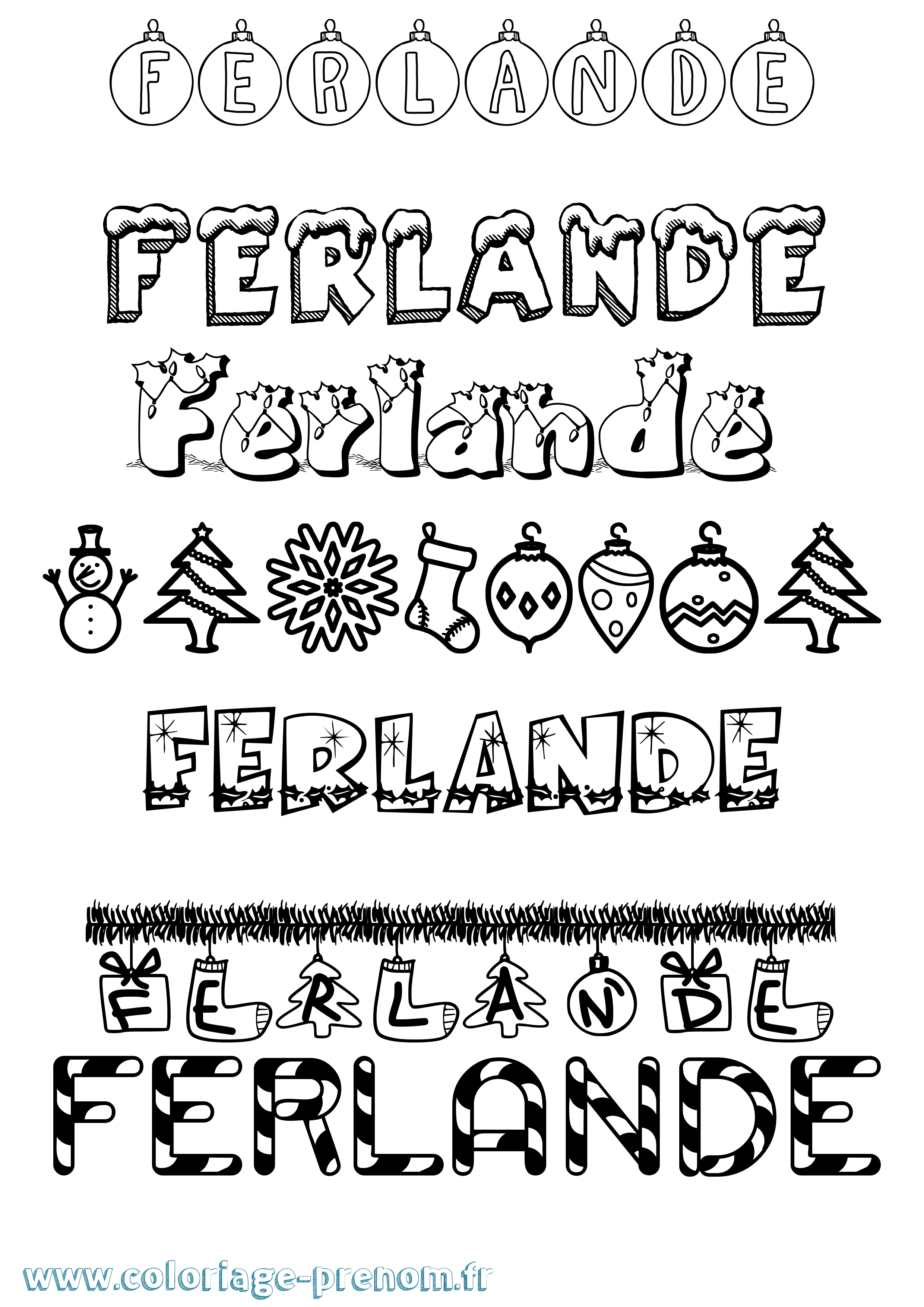 Coloriage Ferlande Noël Coloriage prénom Ferlande Noël