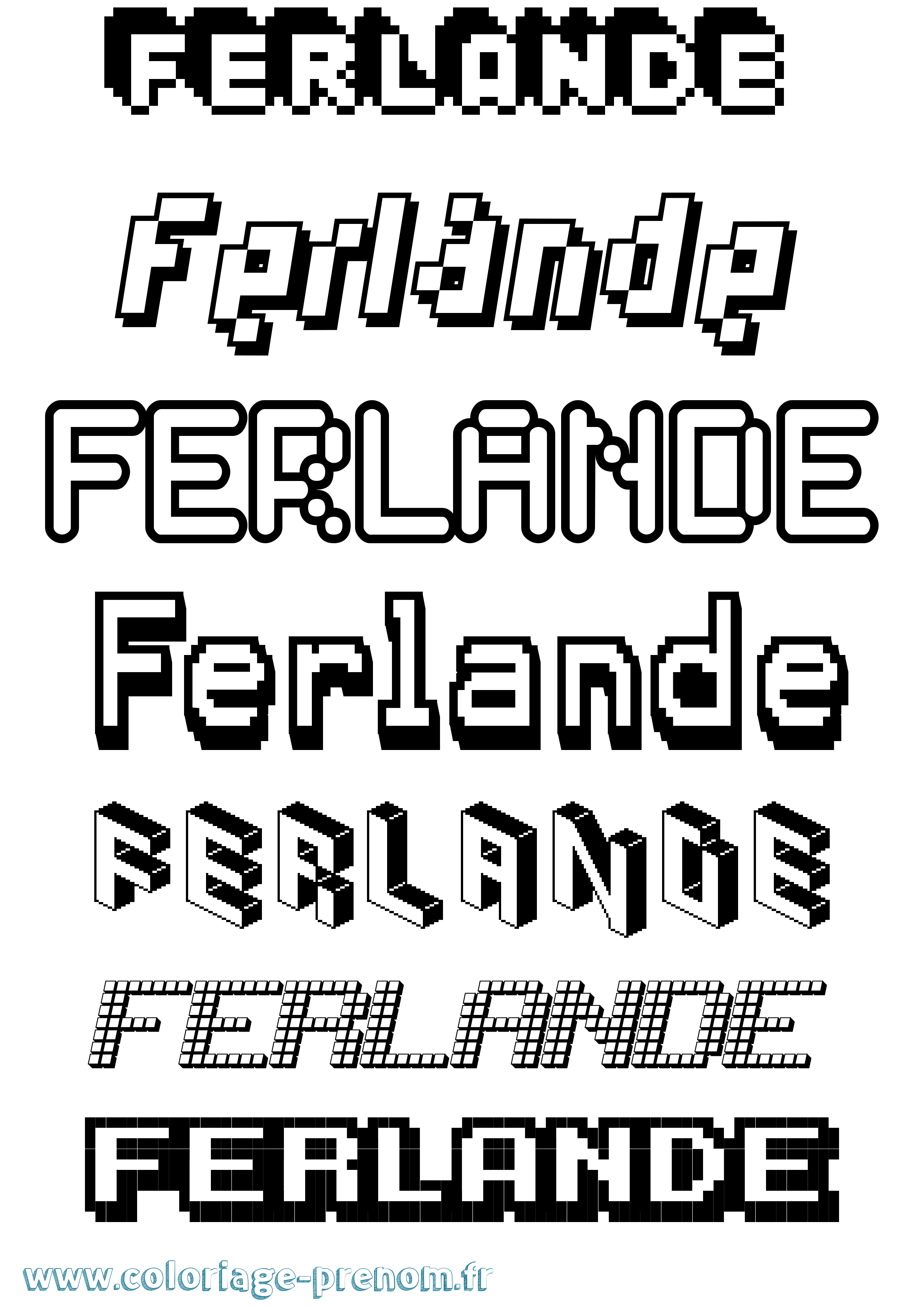Coloriage Ferlande Pixel Coloriage prénom Ferlande Pixel