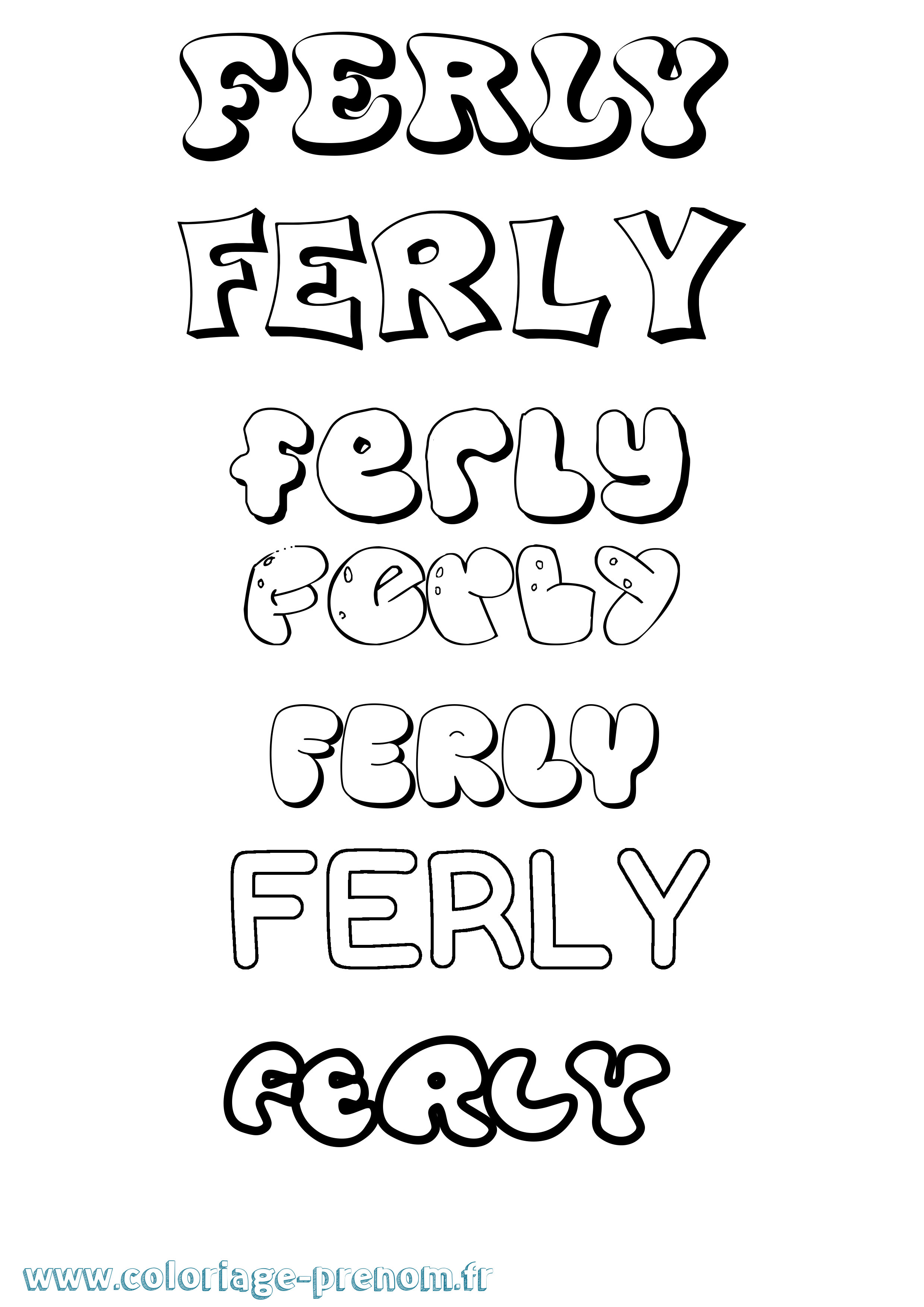 Coloriage Ferly Bubble Coloriage prénom Ferly Bubble