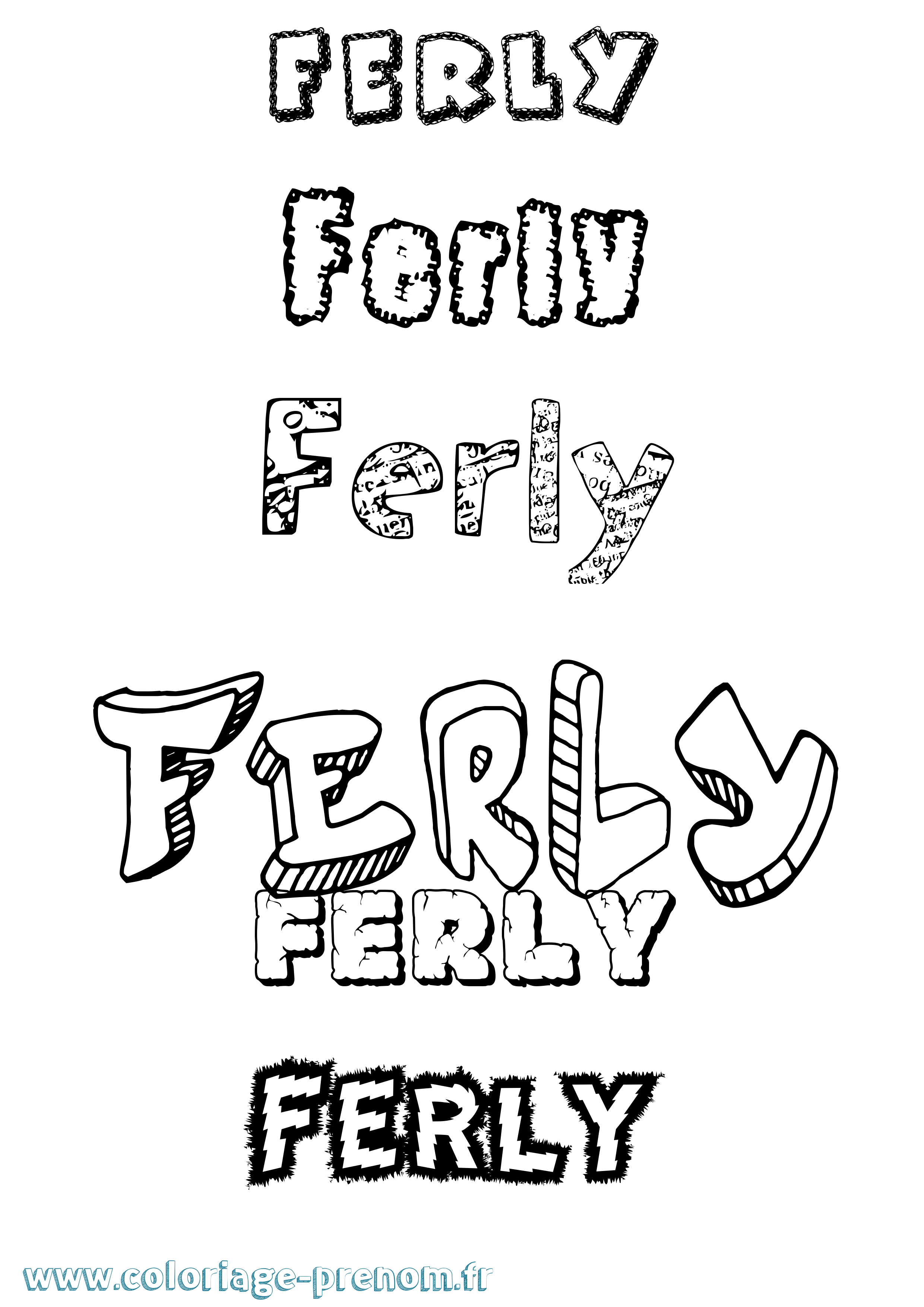 Coloriage Ferly Destructuré Coloriage prénom Ferly Destructuré