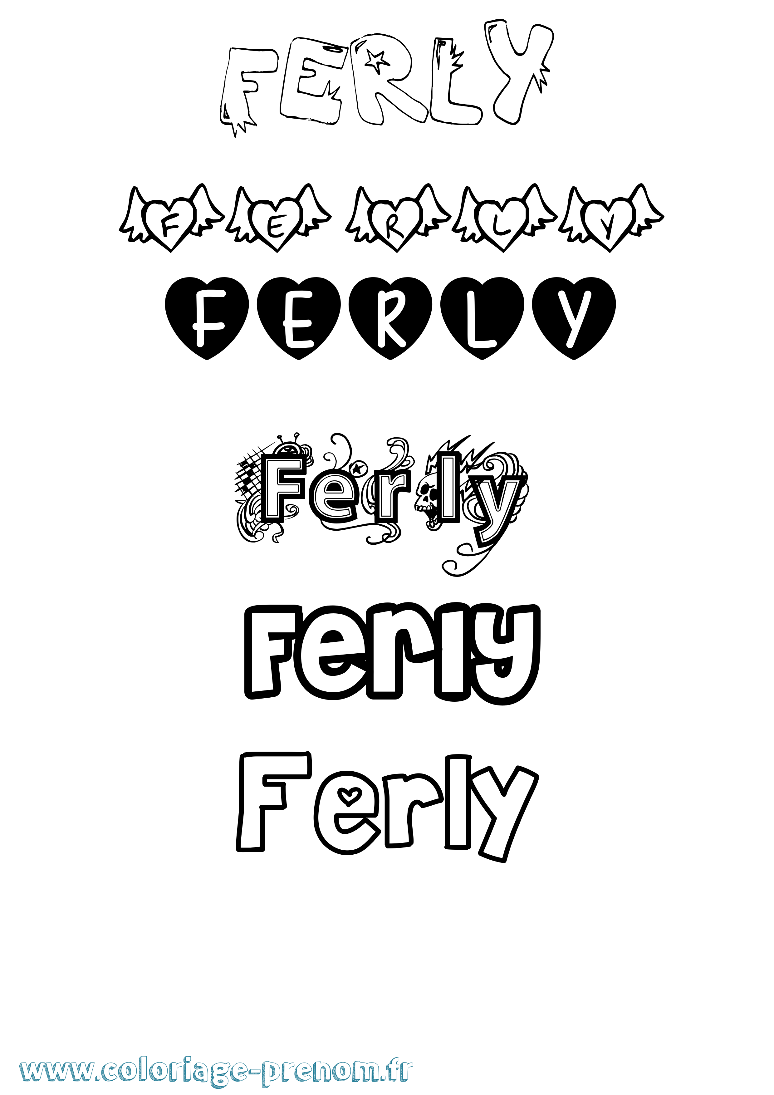 Coloriage Ferly Girly Coloriage prénom Ferly Girly