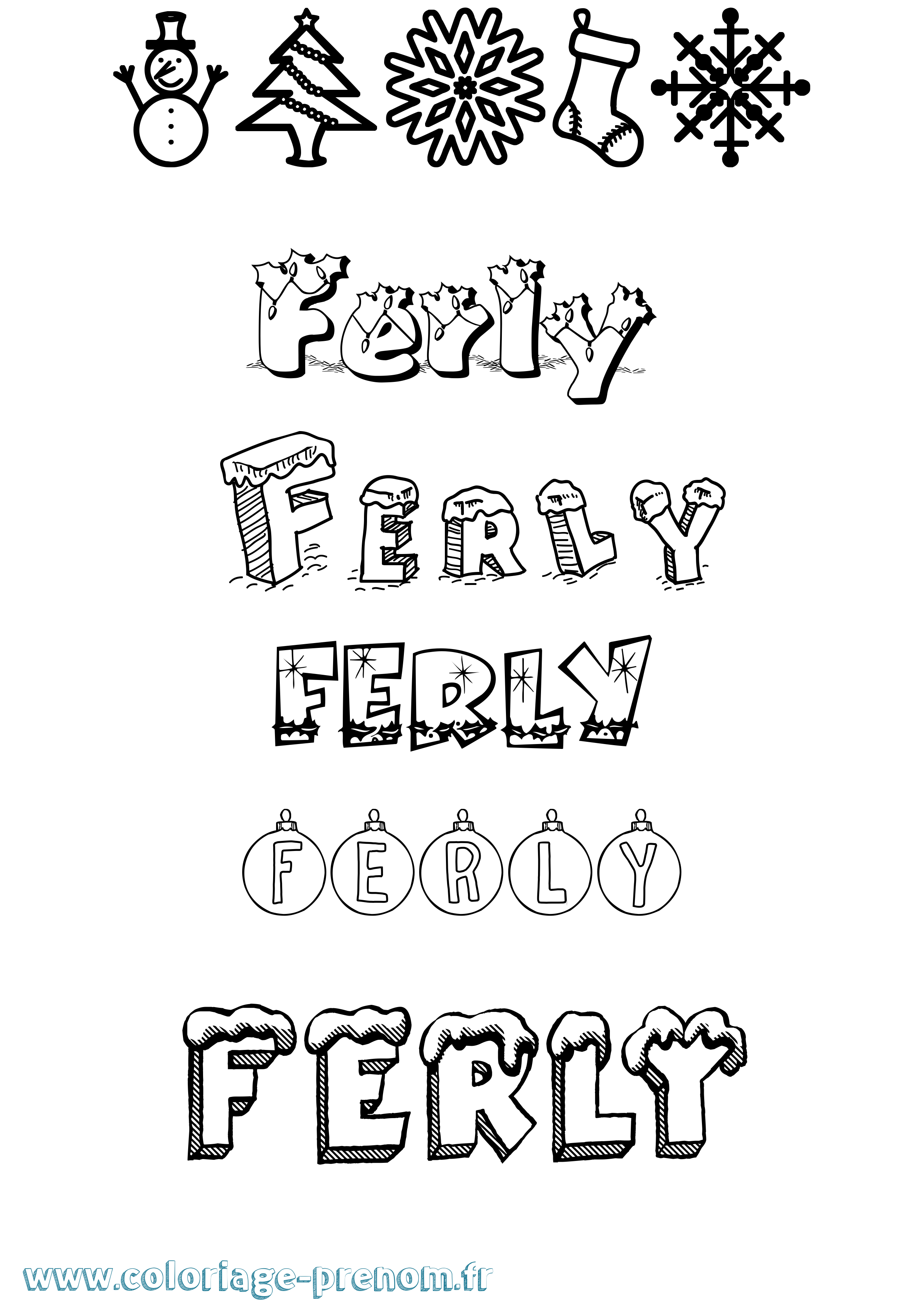 Coloriage Ferly Noël Coloriage prénom Ferly Noël