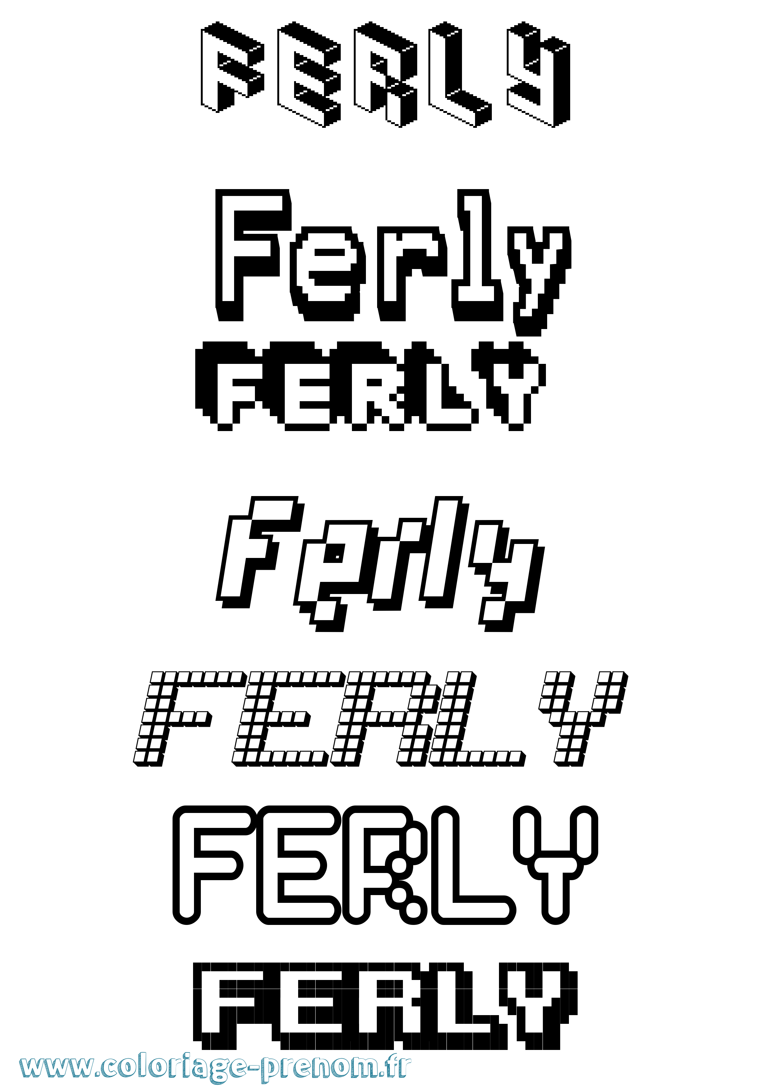 Coloriage Ferly Pixel Coloriage prénom Ferly Pixel