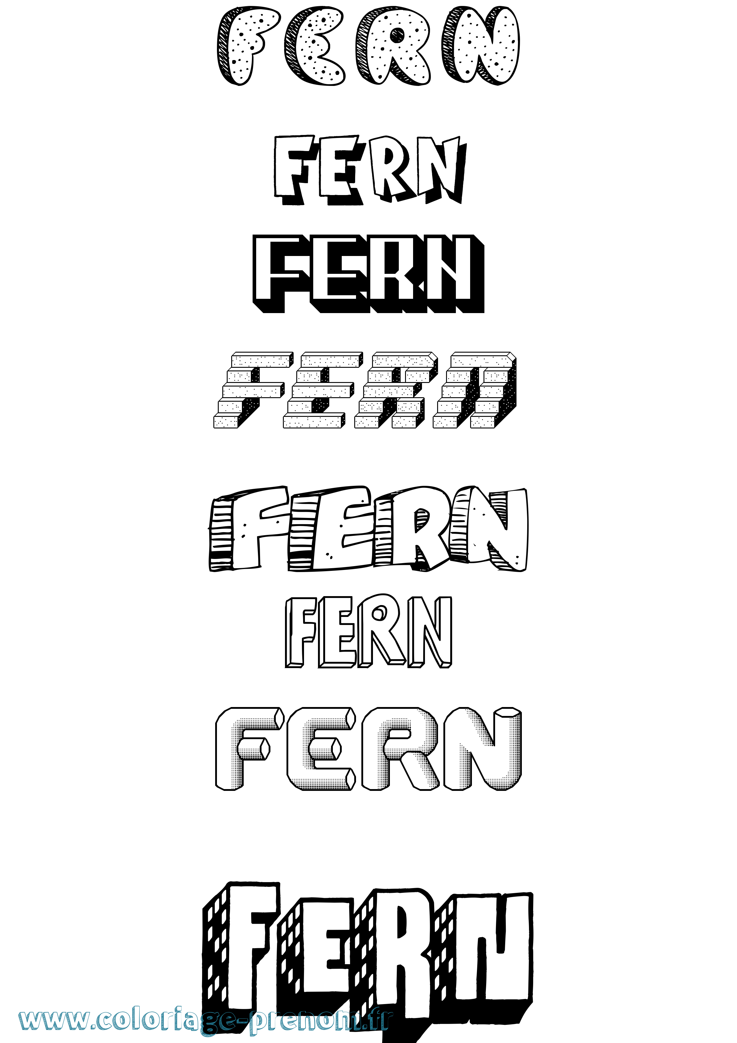 Coloriage Fern Effet 3D Coloriage prénom Fern Effet 3D