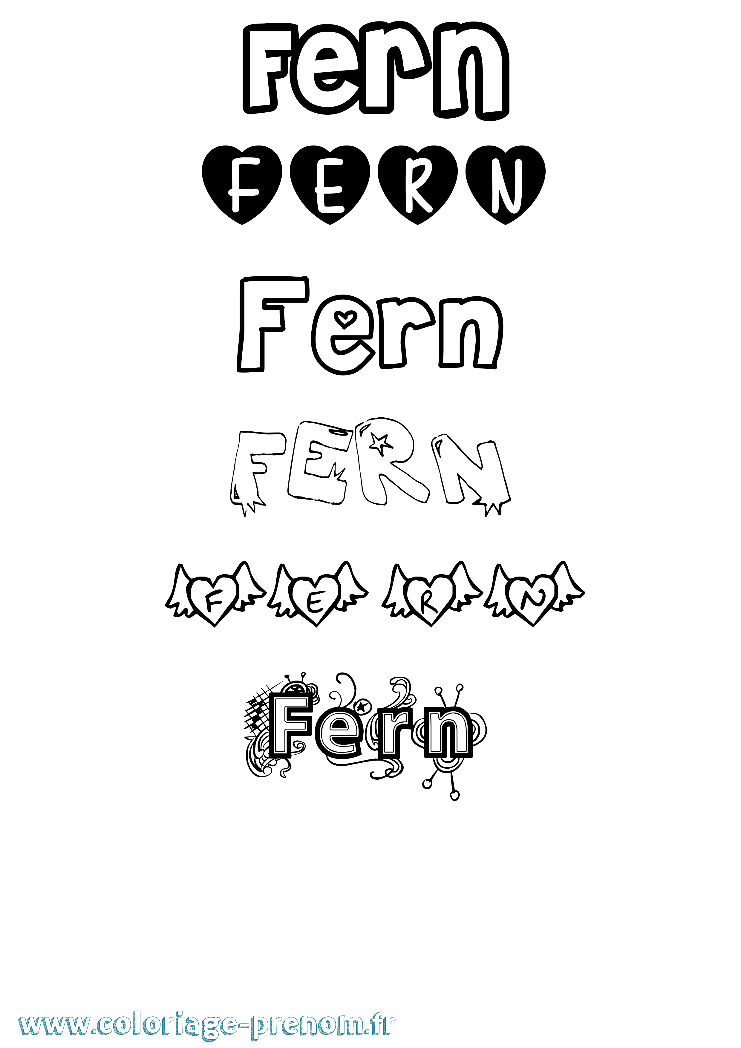 Coloriage Fern Girly Coloriage prénom Fern Girly