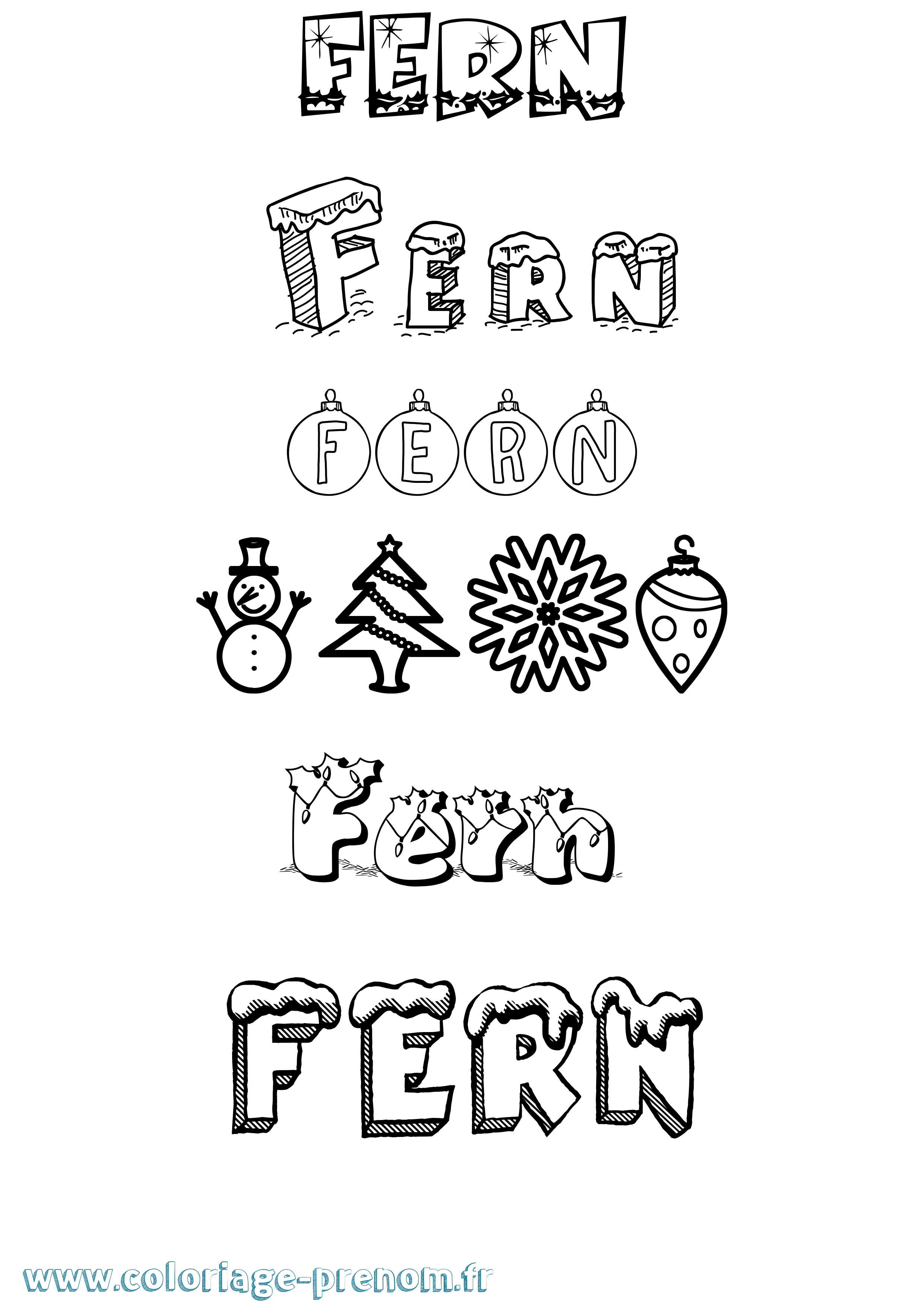 Coloriage Fern Noël Coloriage prénom Fern Noël